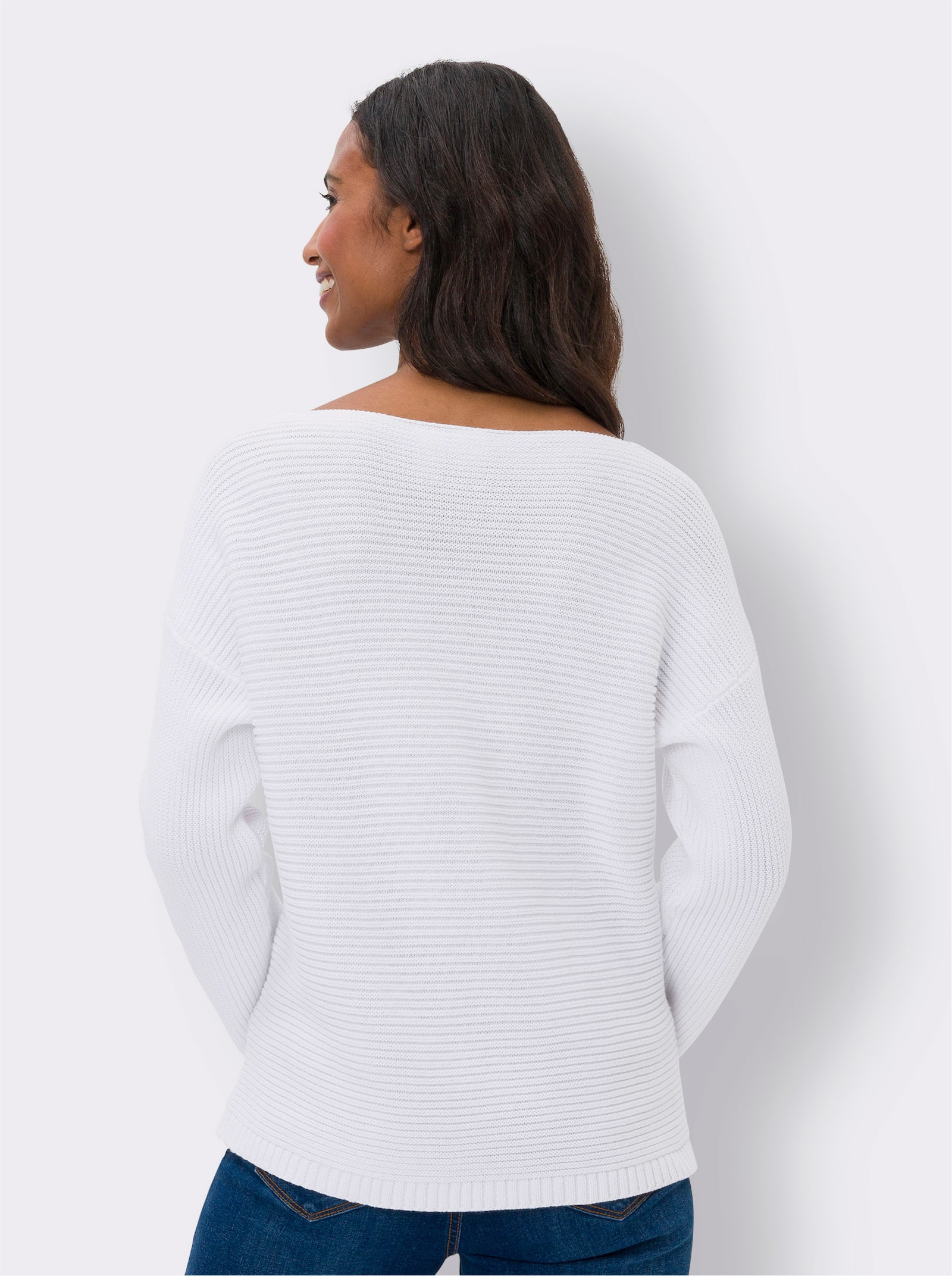 heine Pull en coton en tricot côtelé - blanc