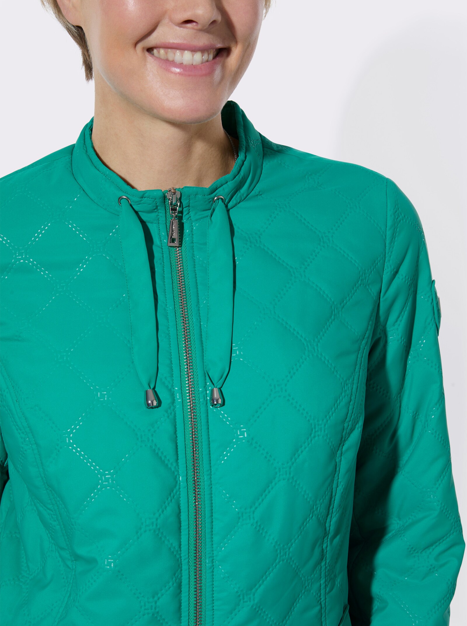 Steppjacke mit Prägedruck in Steppoptik - smaragd
