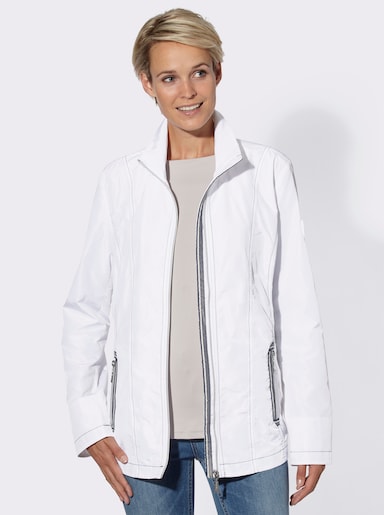 Übergangsjacke mit kontrastfarbigen Ziernähten - weiß