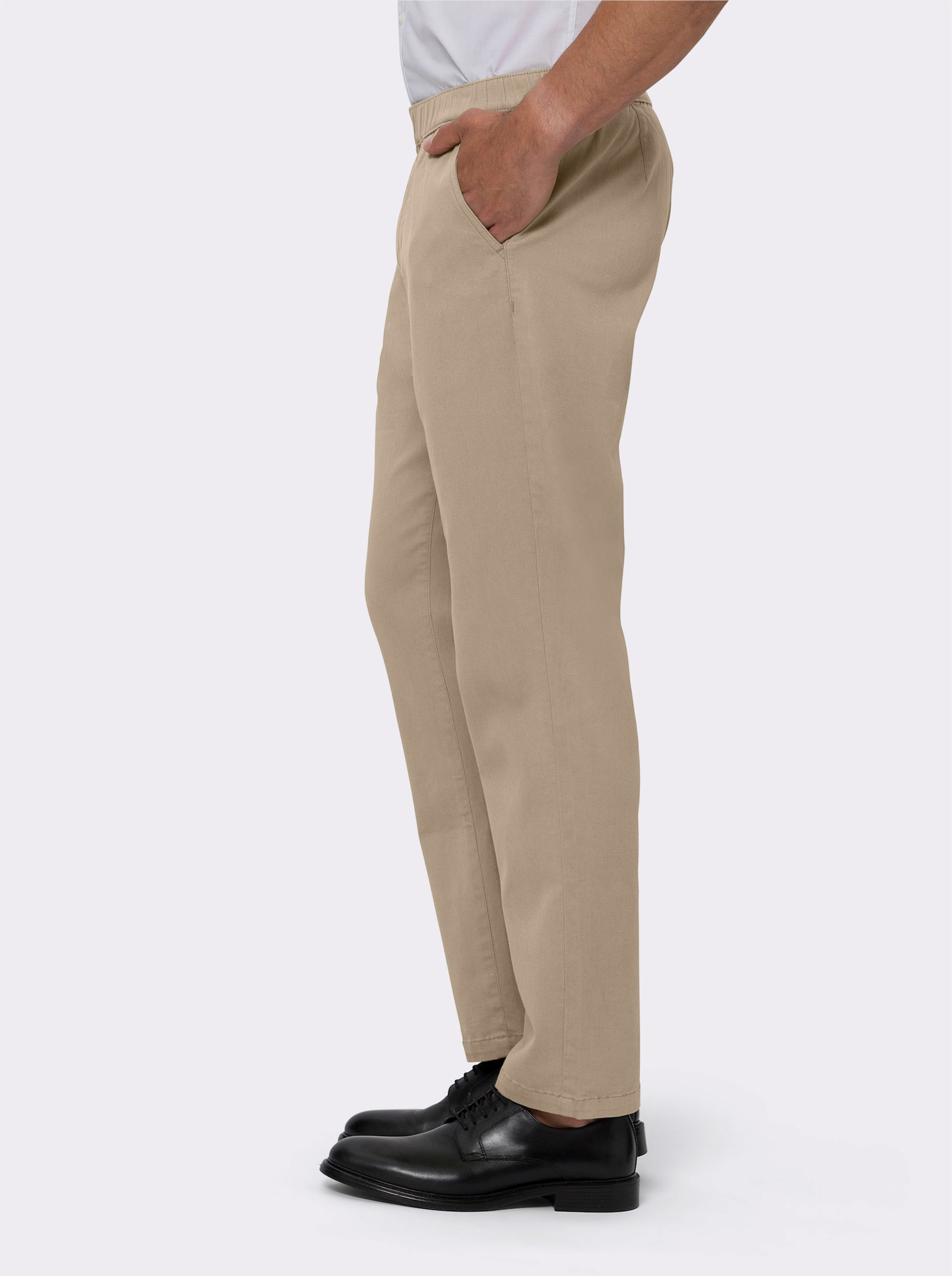 Comfortjeans met gestileerde ritssluitingoverslag - beige