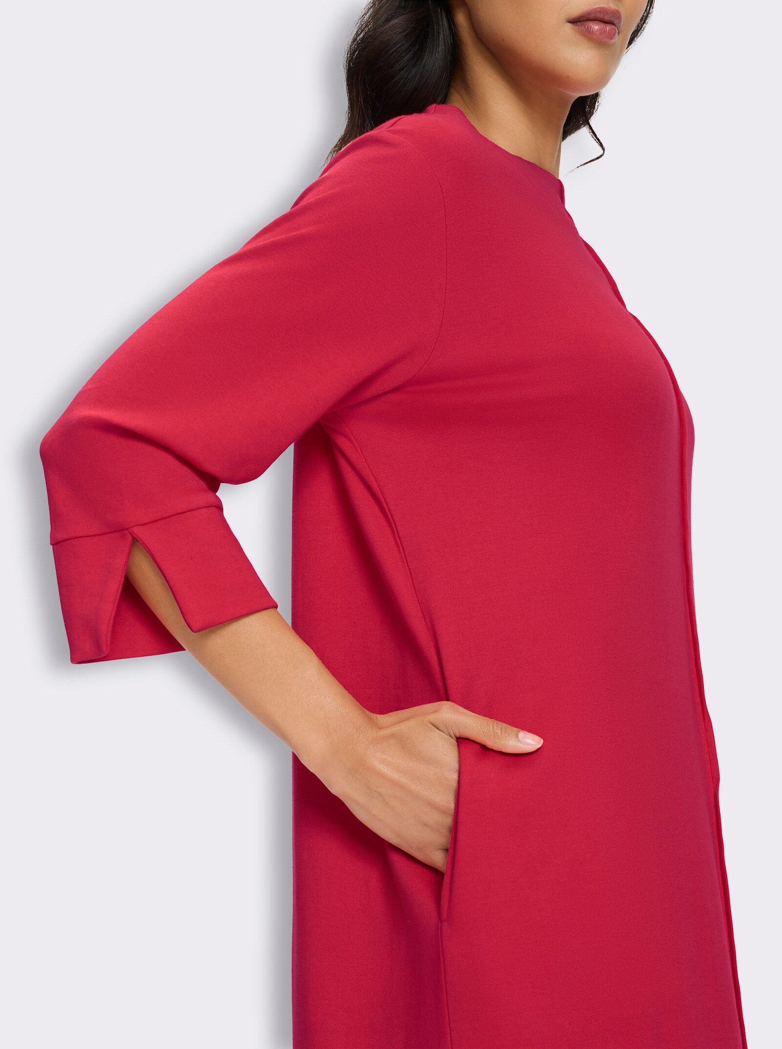 Jerseykleid mit U-Boot-Ausschnitt - erdbeere