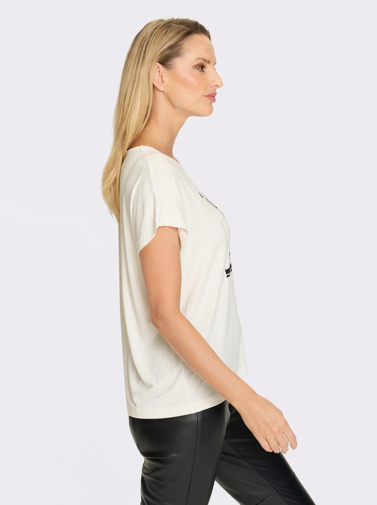 heine Kurzarmshirt mit glitzernden Steinchen - ecru