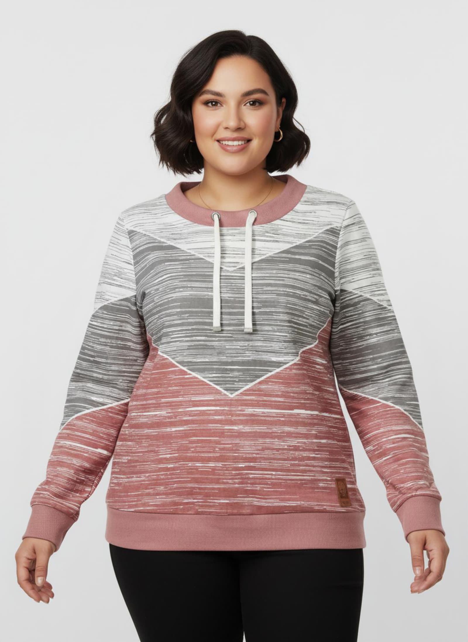 Sweatshirt mit variierbarem Rundhals-Ausschnitt - rosenholz-ecru