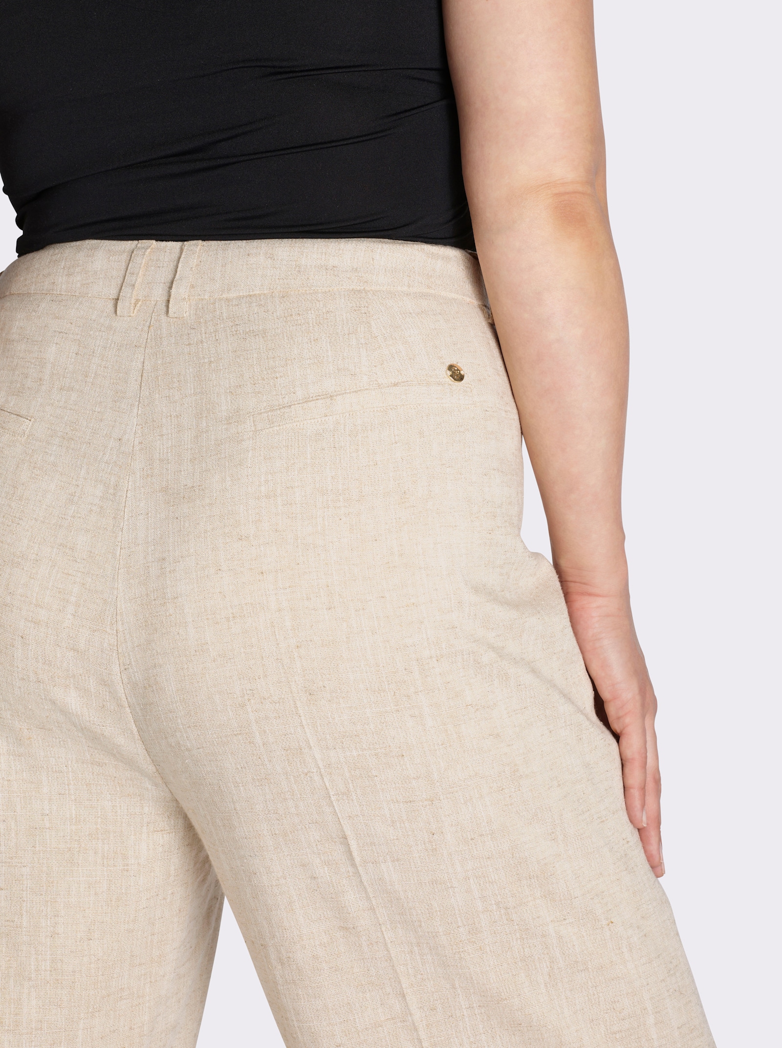 sheego Leinenhose mit Lurexfaden - champagner-goldfarben