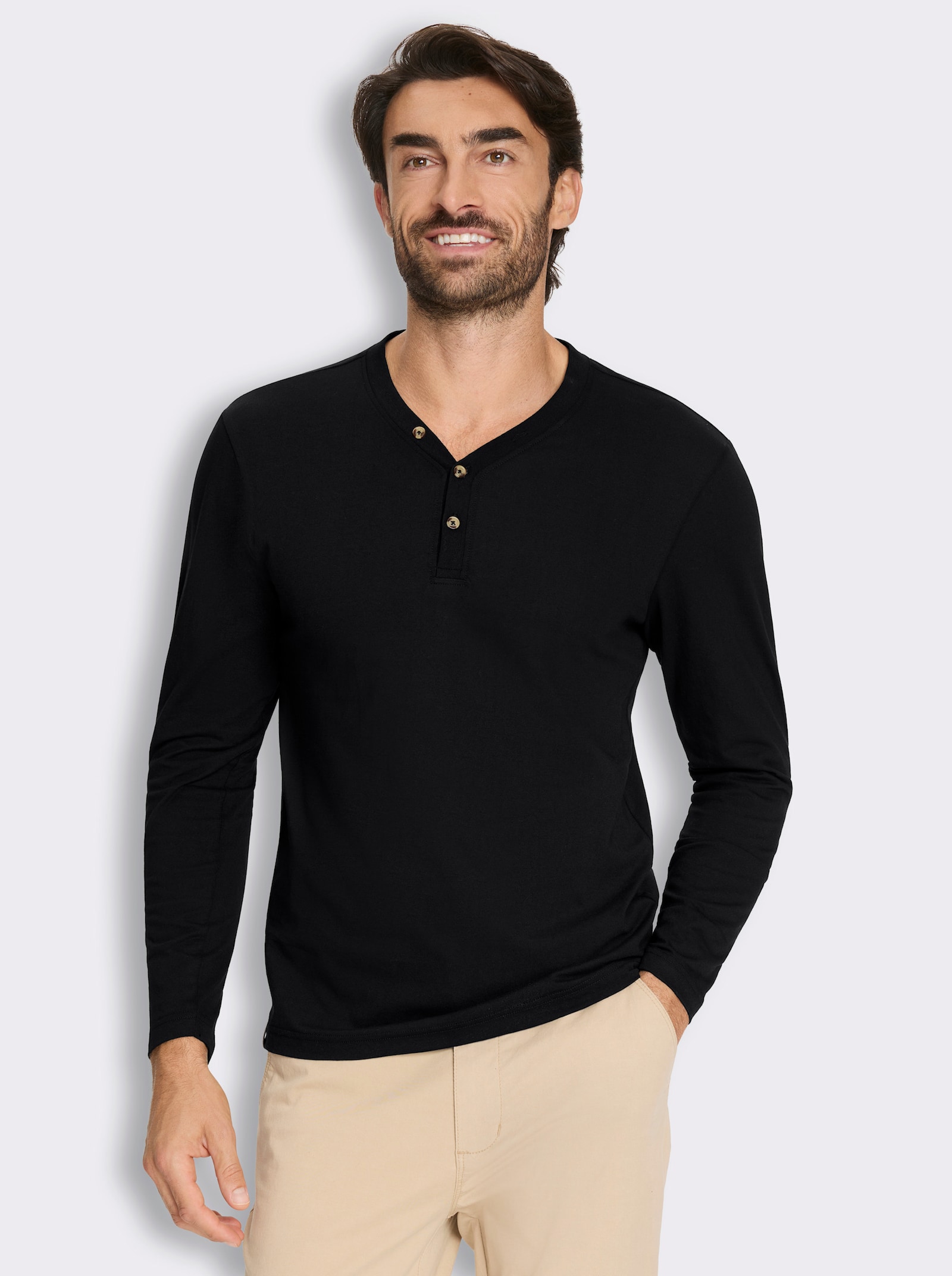Langarmshirt im Doppelpack - schwarz + grau-meliert