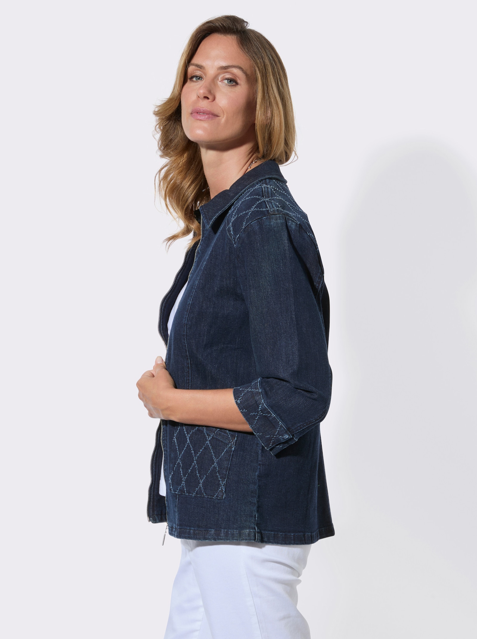 Jeansjacke aus Baumwoll-Stretch - dark blue