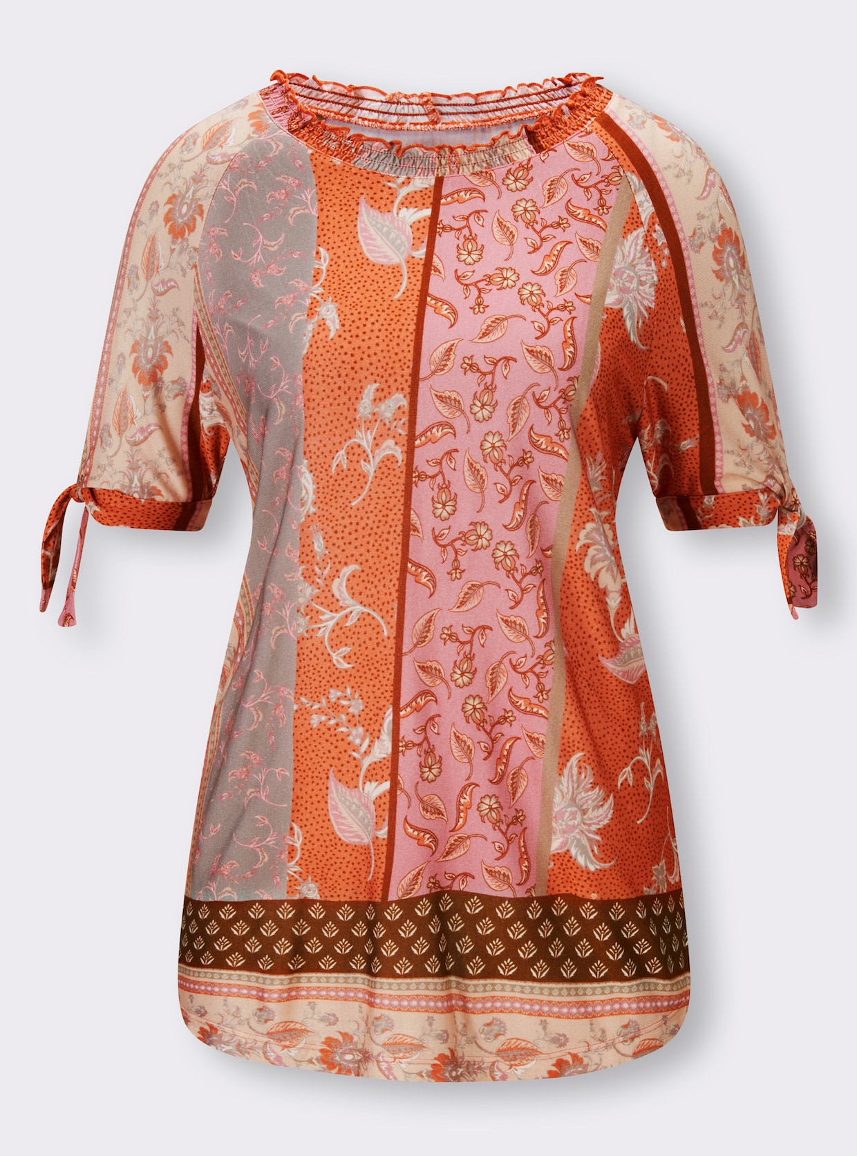 heine Shirt met korte mouwen - papaja/ivoor bedrukt