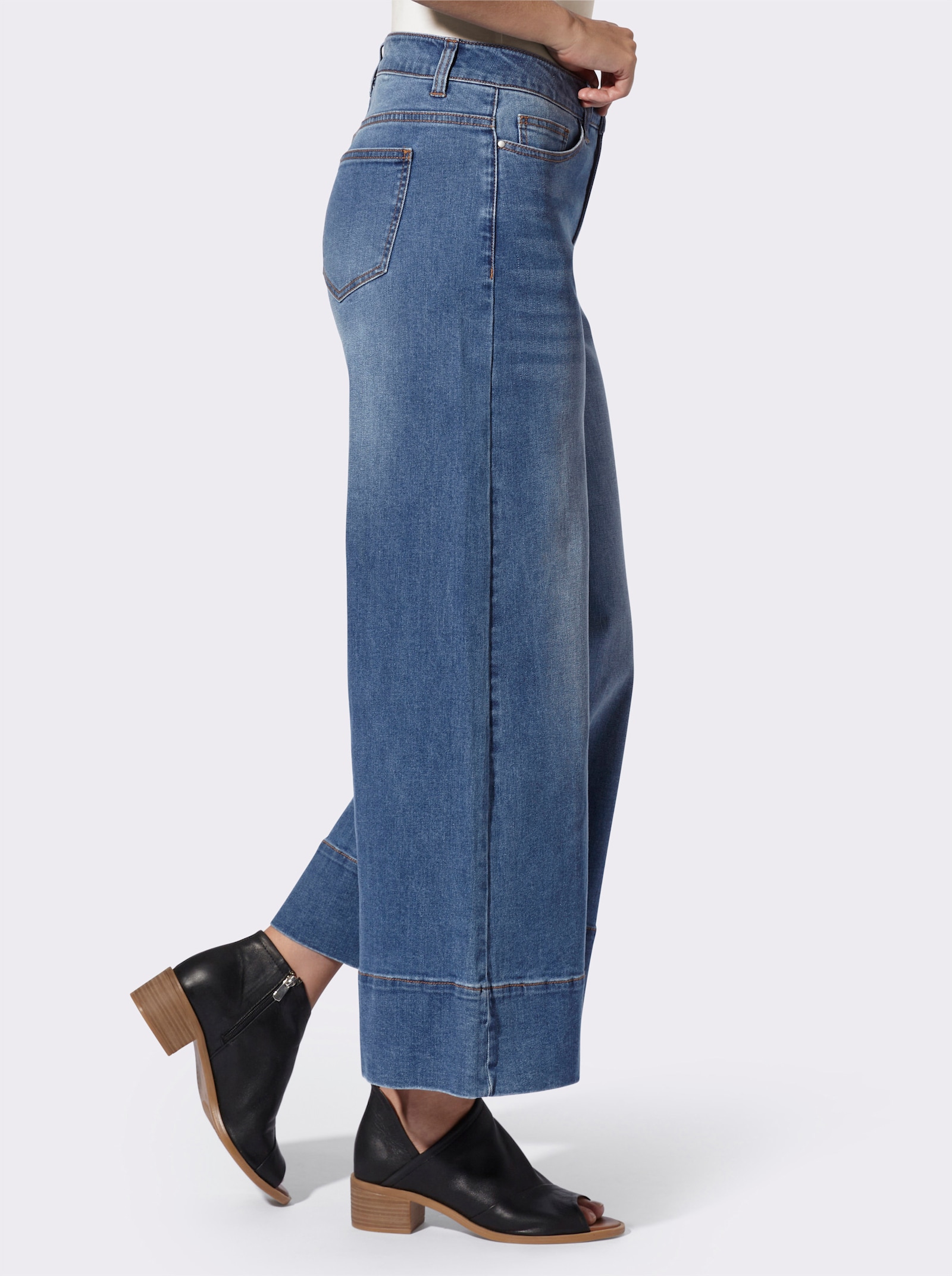 heine 5-pocketjeans in culottemodel - blue-bleached