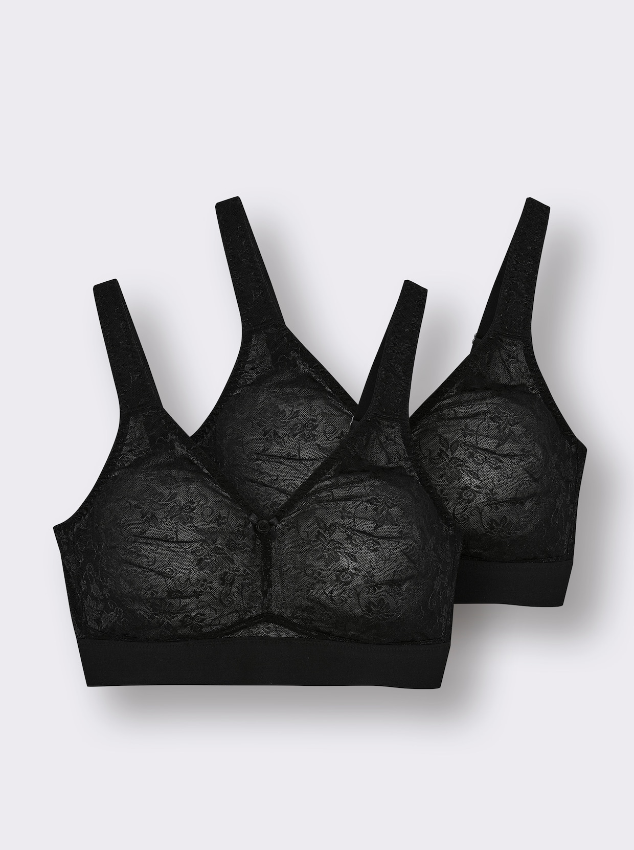 wäschepur Komfort-BH ohne Bügel mit Jacquard-Muster - schwarz