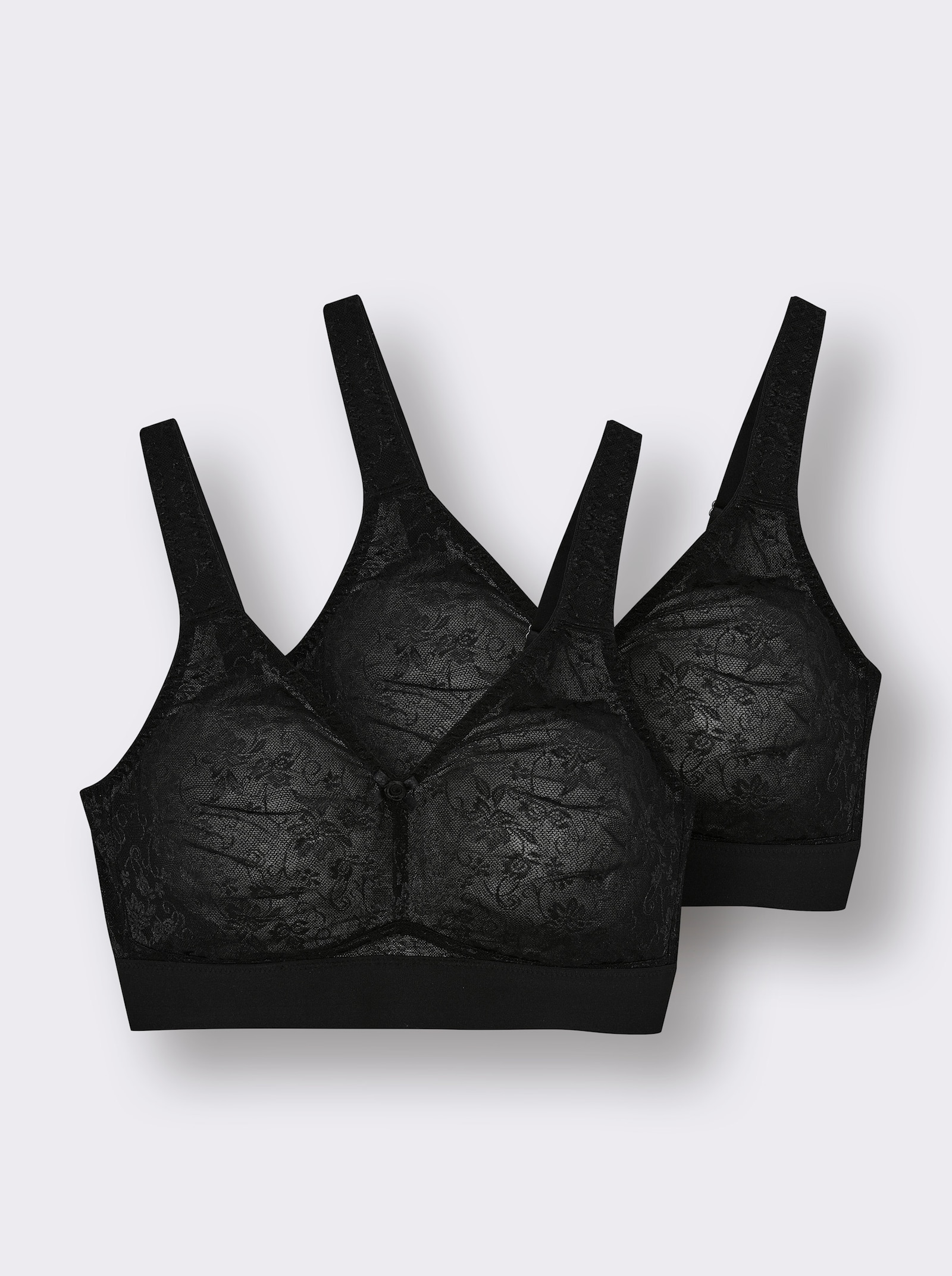 wäschepur Komfort-BH ohne Bügel mit Jacquard-Muster - schwarz