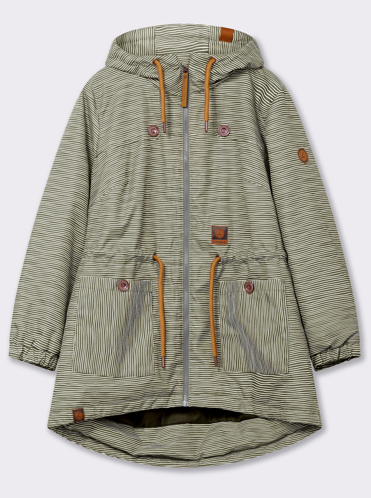 Jacke wind- und wasserabweisend - khaki-weiß-geringelt
