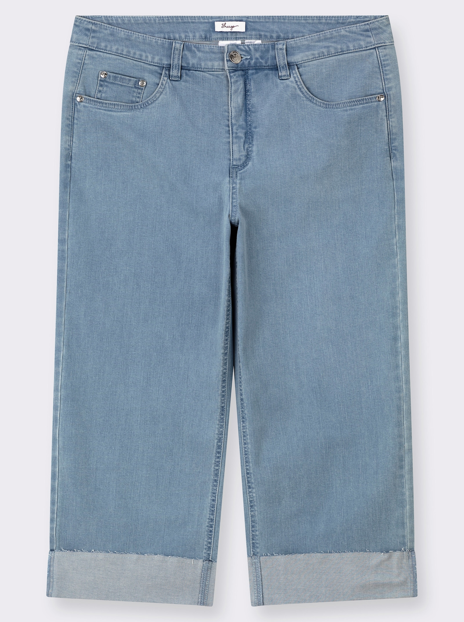 sheego 7/8-Jeans mit breitem Saum-Umschlag - blue-bleached