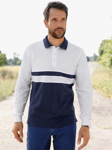 Catamaran Langarm-Poloshirt - marine-weiss