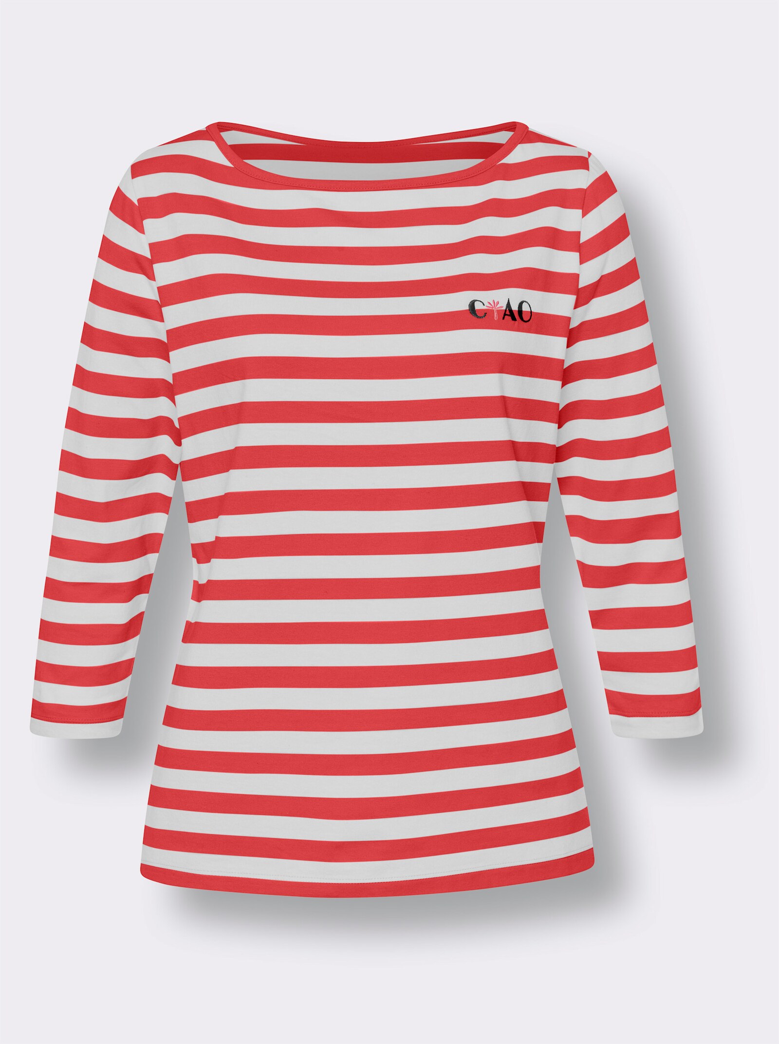 heine Streepjesshirt met boothals - langoustine/ecru gestreept