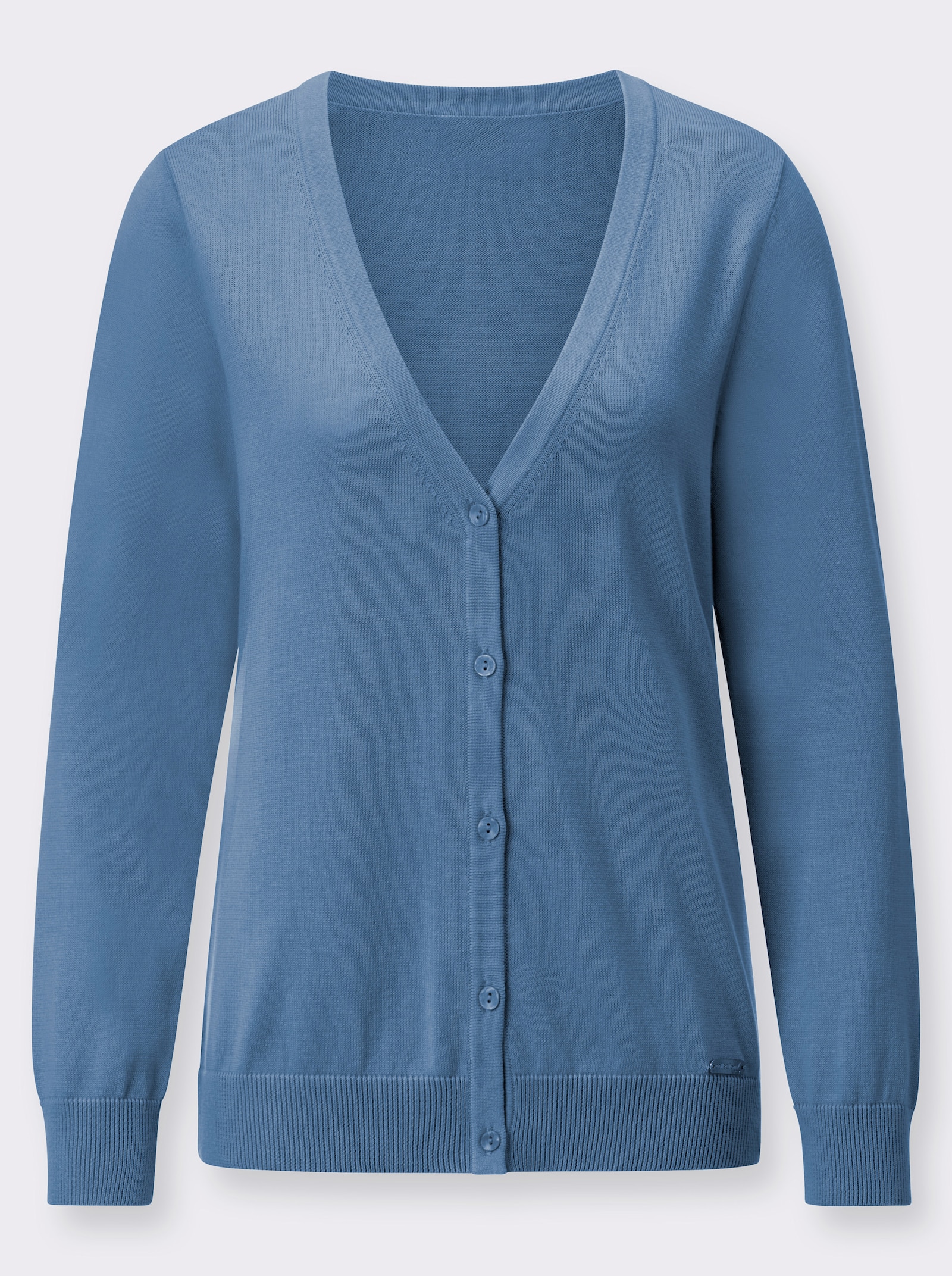 Strickjacke mit Knopfleiste - mittelblau