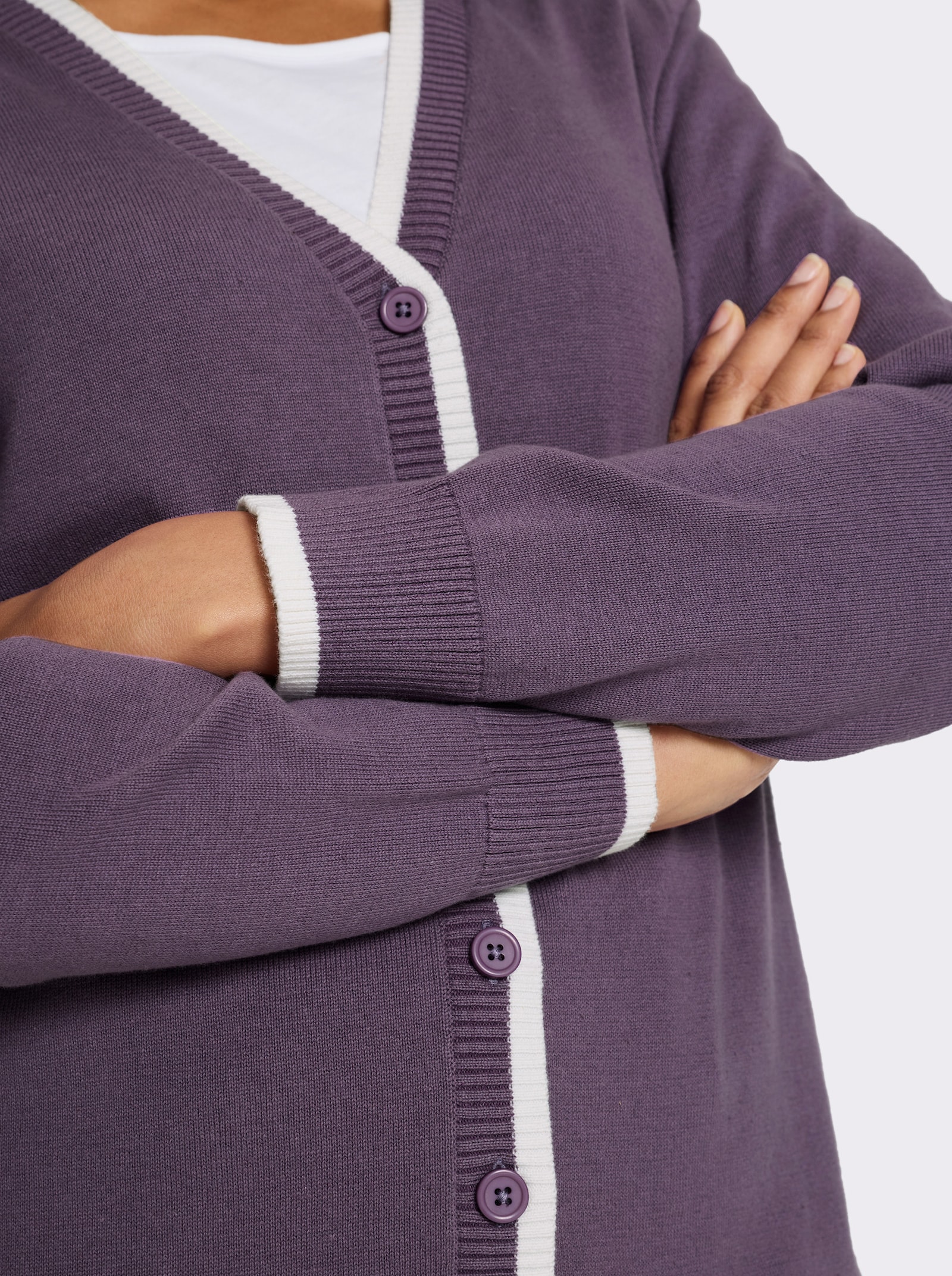 Strickjacke aus reiner Baumwolle - feige-ecru