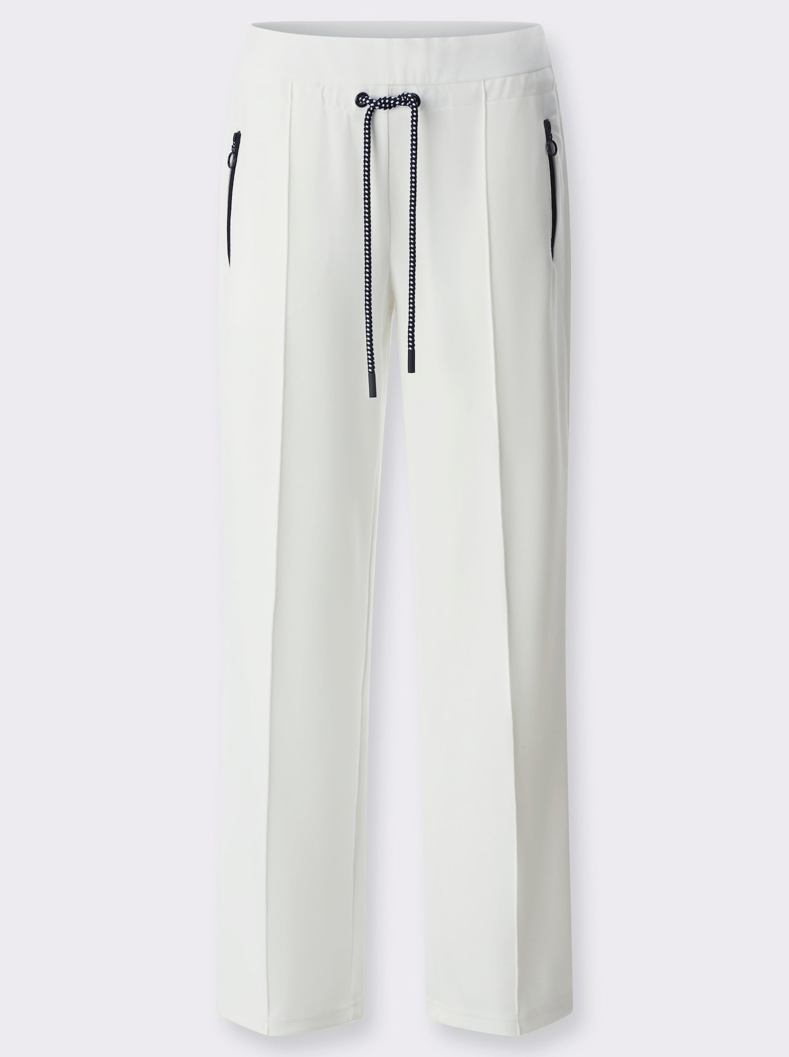 Jerseyhose mit Reißverschluss-Taschen - ecru-schwarz