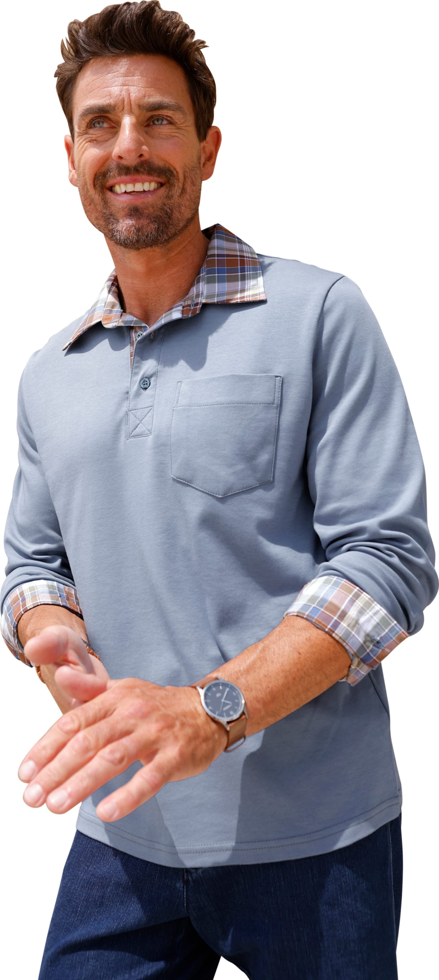 Thumbnail - Langarm-Poloshirt