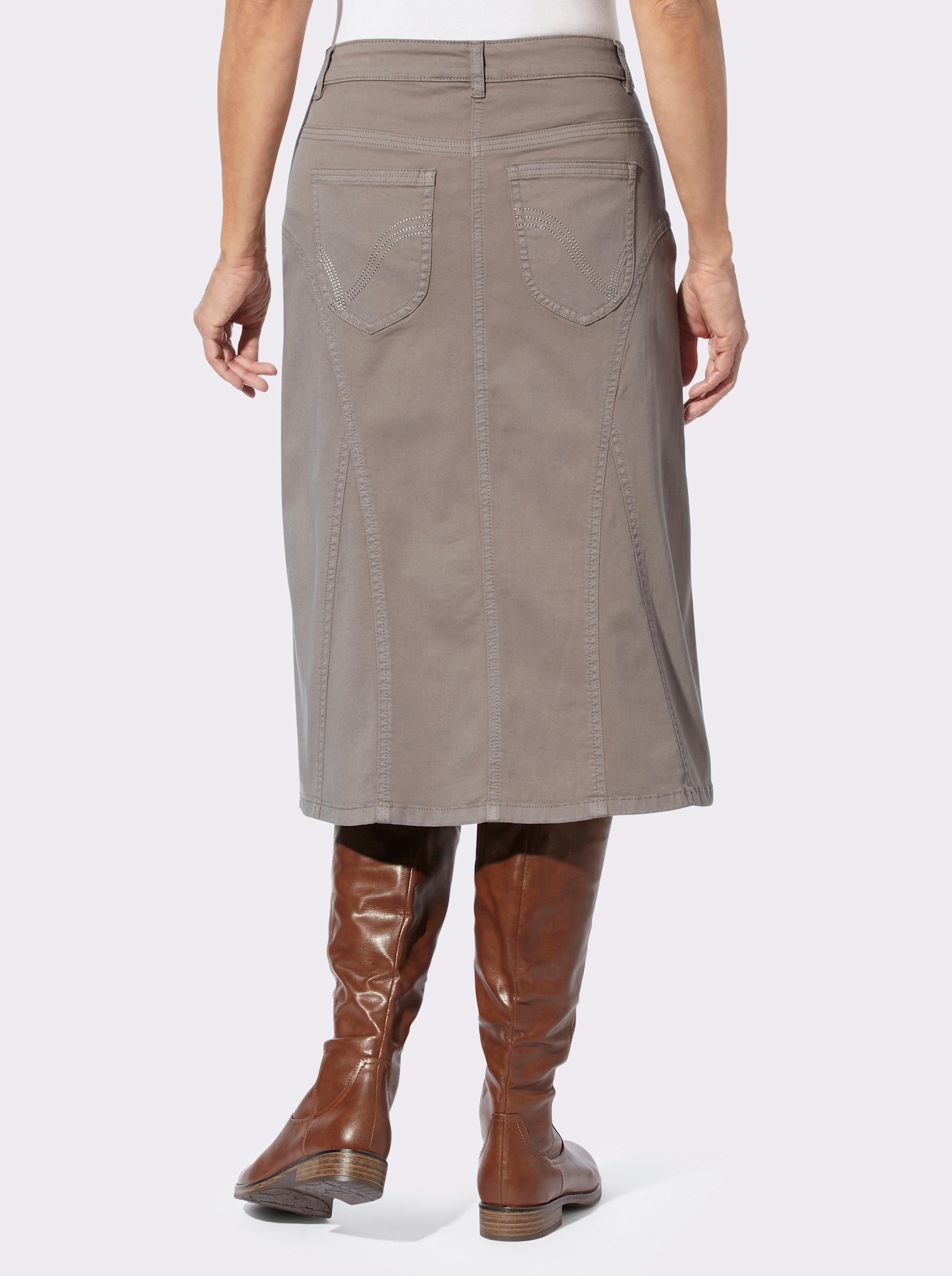 Jeansrok van stretchmateriaal - taupe