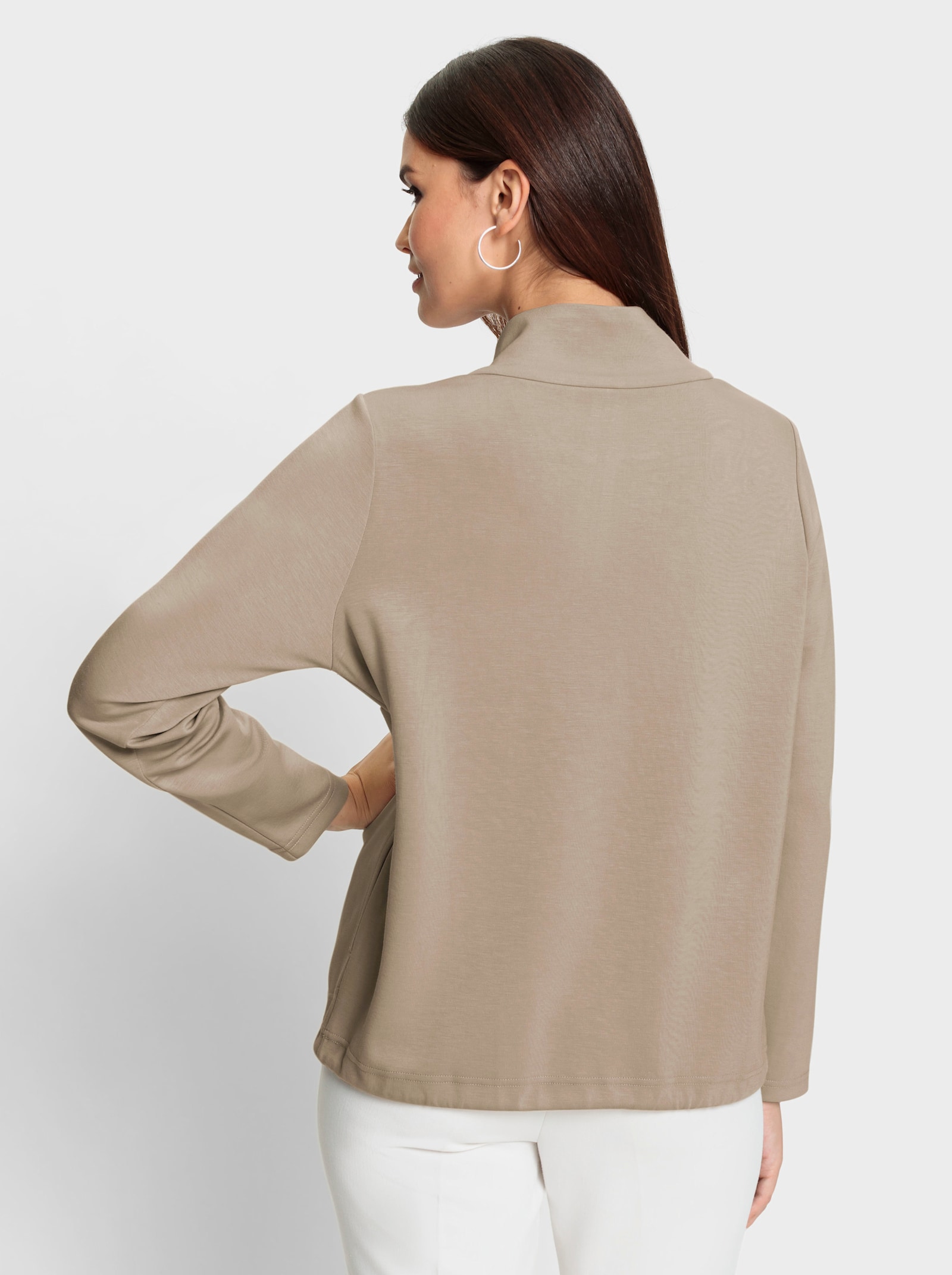 Sweatshirt mit weitenregulierbarem Saum - beige