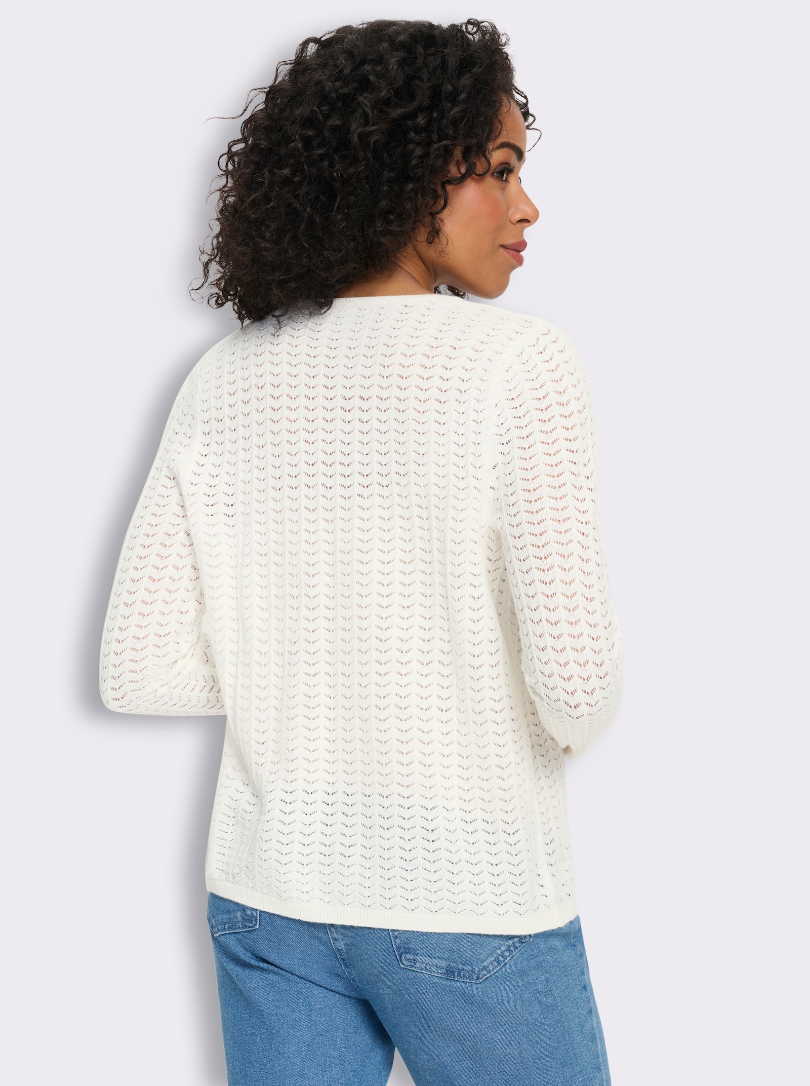 Strickjacke mit Ajour-Muster - ecru