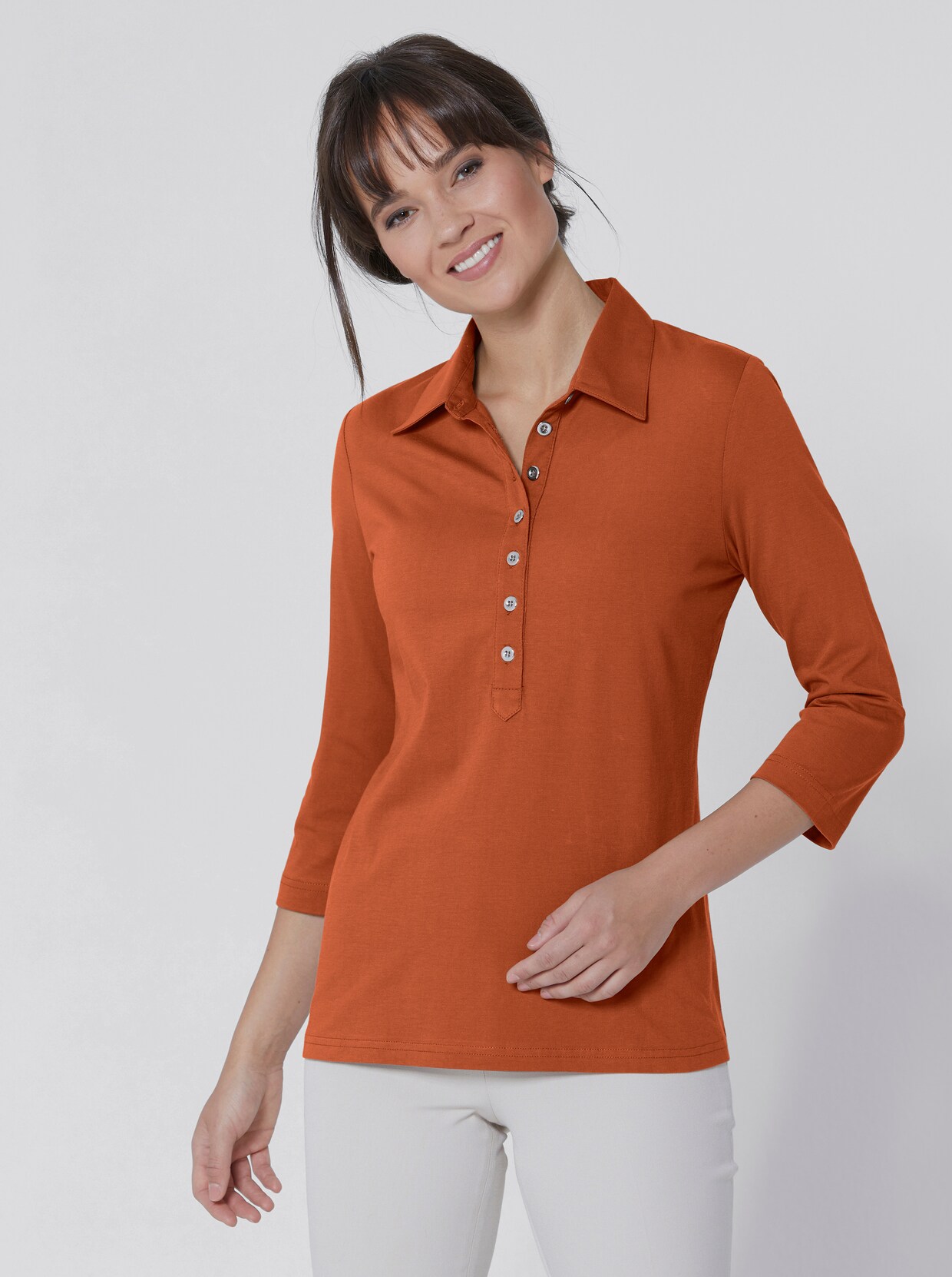 Creation L Premium Pima-Baumwoll-Shirt - terrakotta