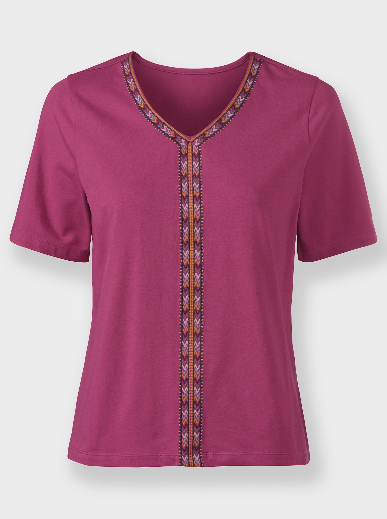 V-Shirt mit Stickerei-Verzierung - erika