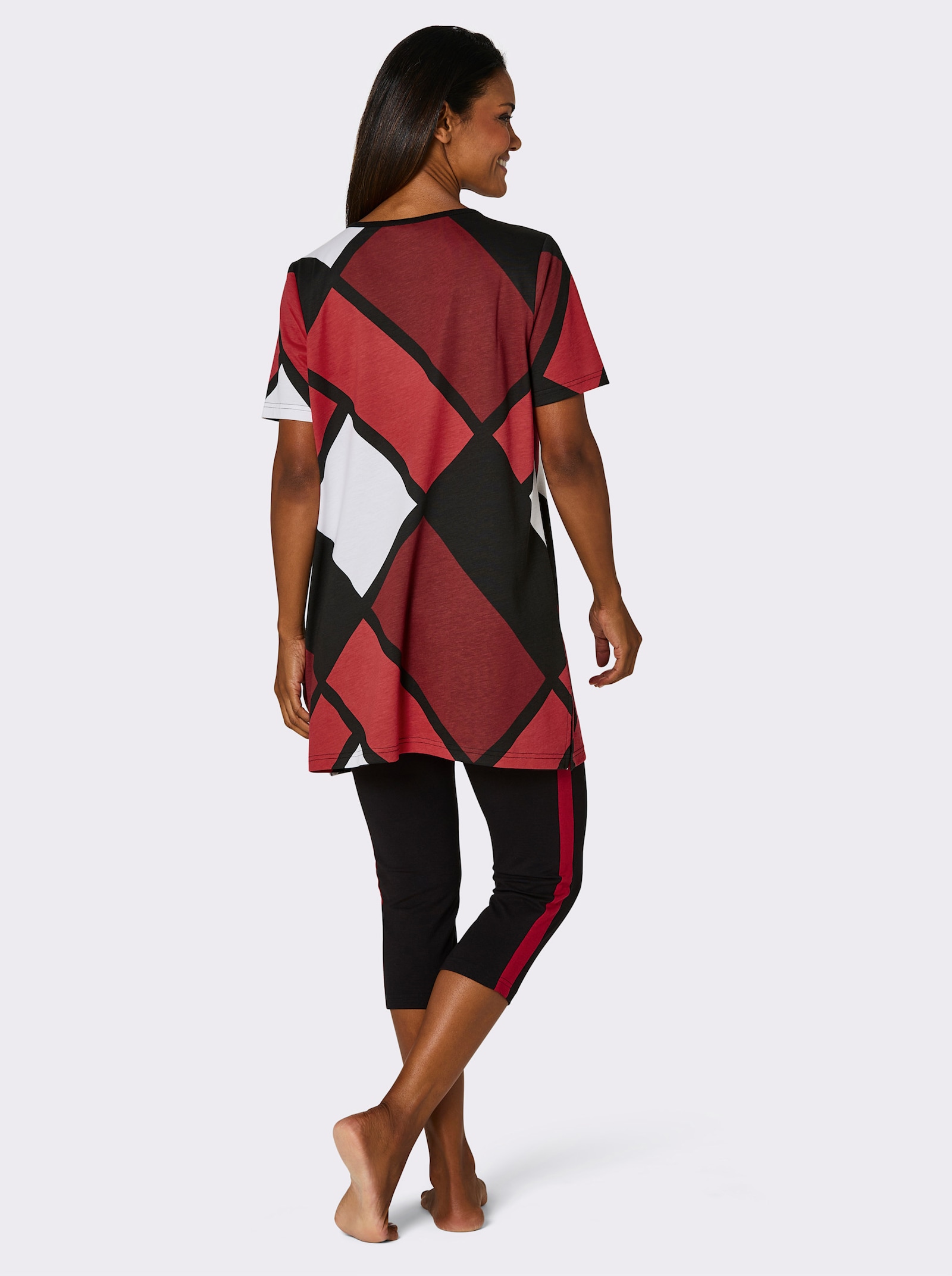 wäschepur Pyjama court avec motif graphique - noir-rouge imprimé