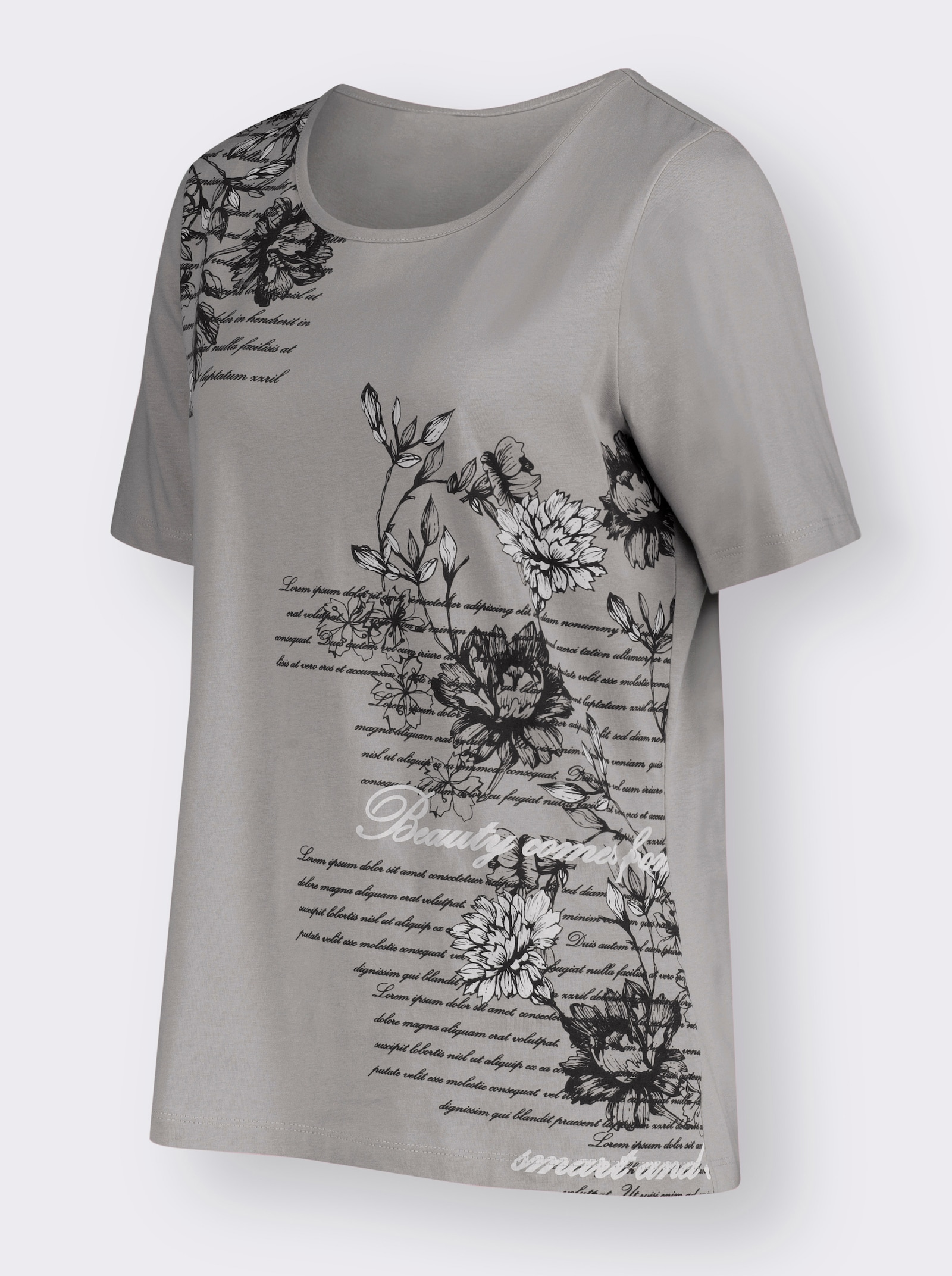 Kurzarmshirt mit Buchstaben-Druck - steingrau-bedruckt