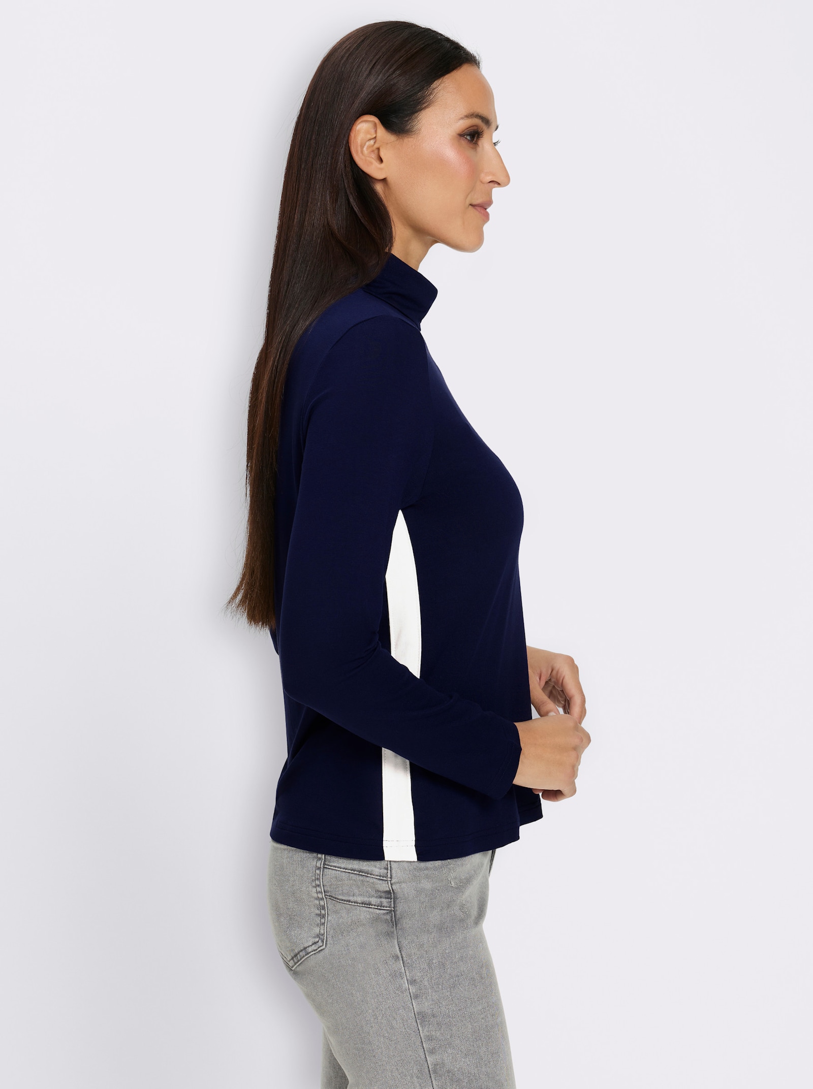 heine Langarmshirt mit Galonstreifen - marine-ecru