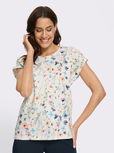 Print-Shirt mit Ärmel-Aufschlag - ecru-bedruckt