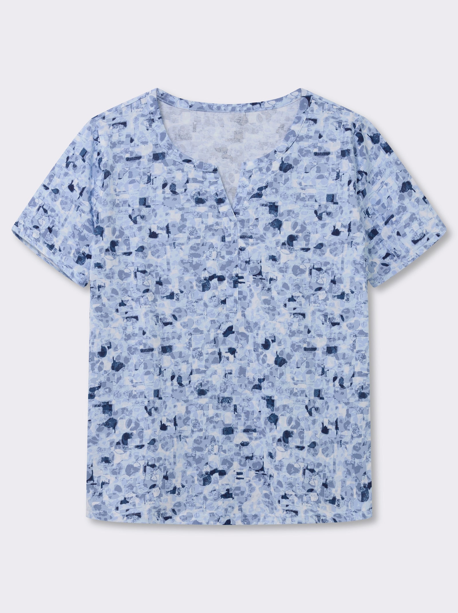 Kurzarmshirt in Baumwoll-Qualität - hellblau-bleu-bedruckt