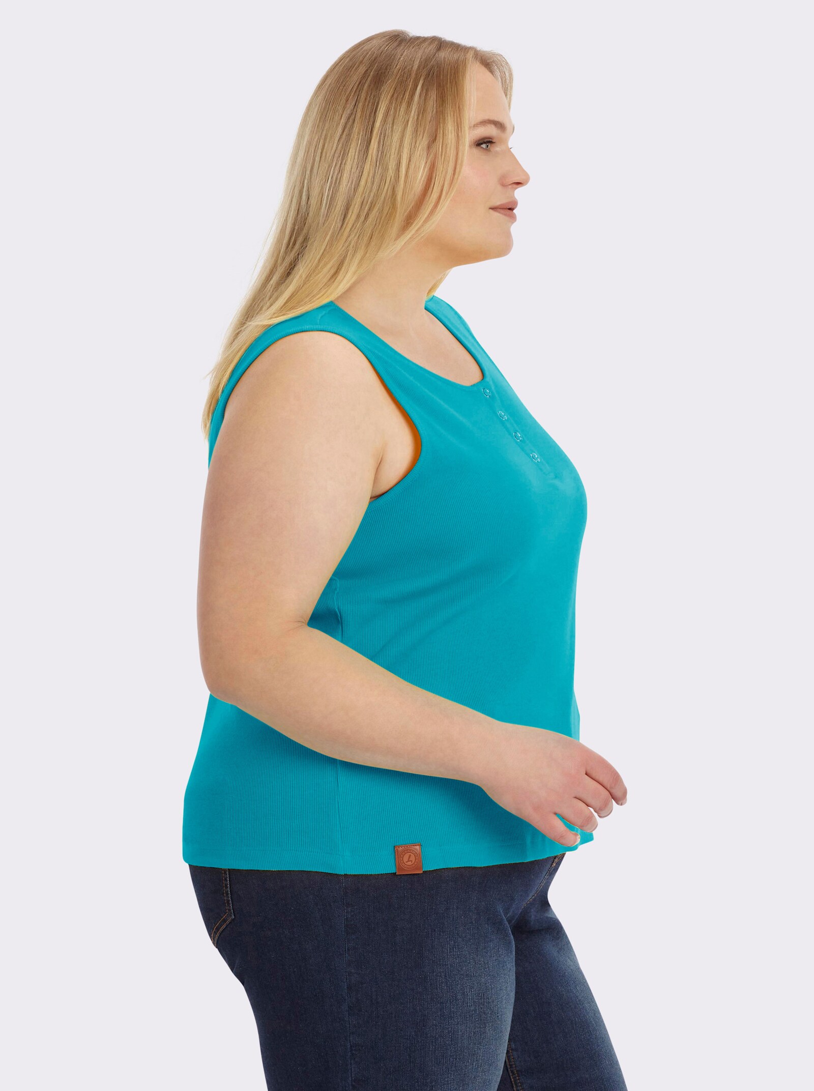 Shirttop in Ripp-Optik - türkis