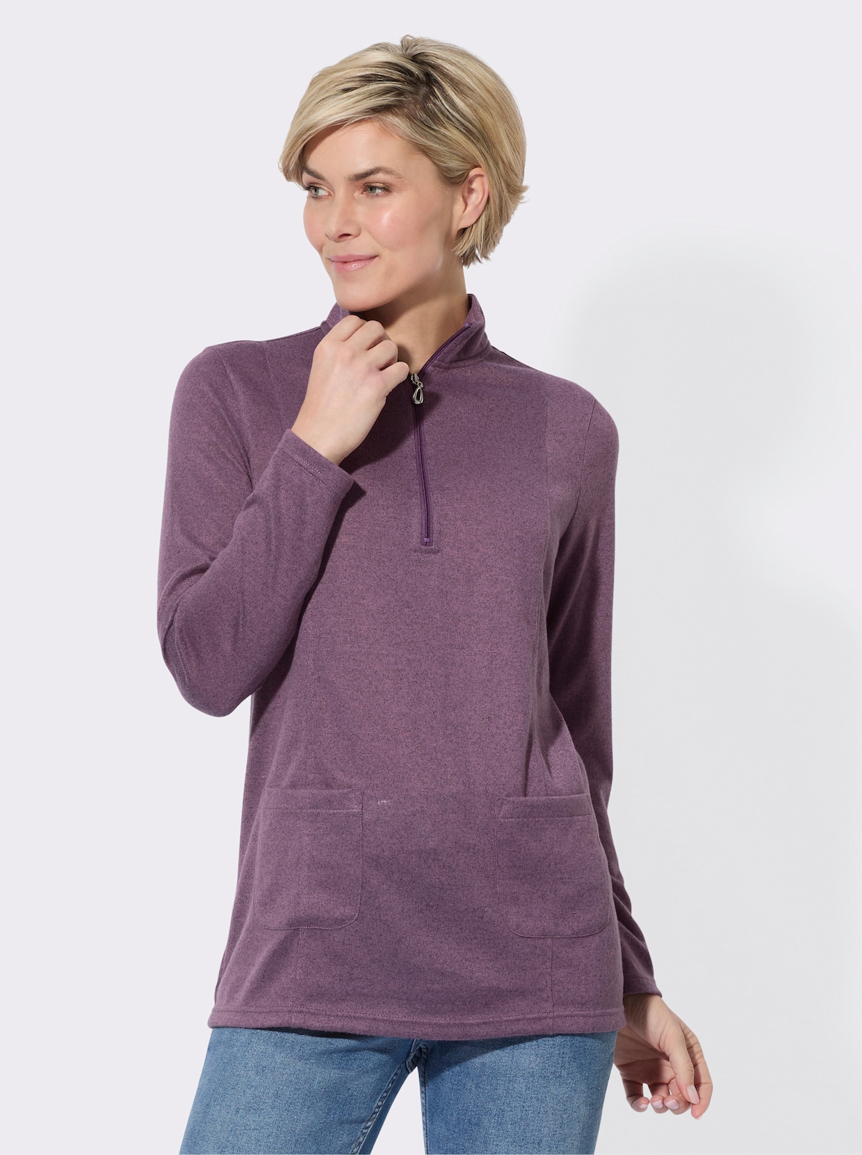 Lang shirt - violet gemêleerd