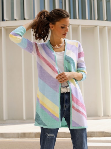 Strickjacke - blaugrün-lavendel-gemustert