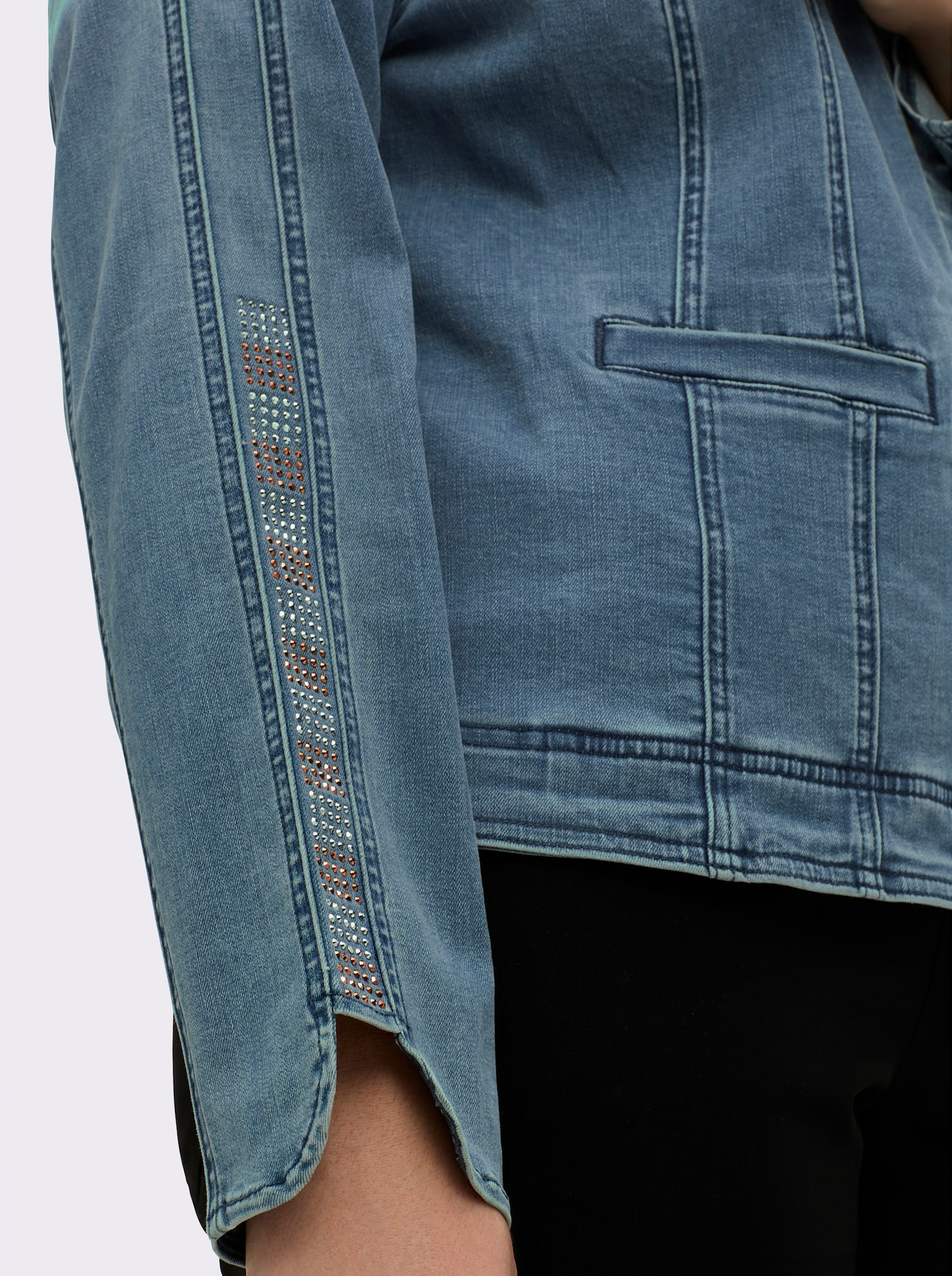 Jeansblazer mit glitzernden Details - blue-bleached