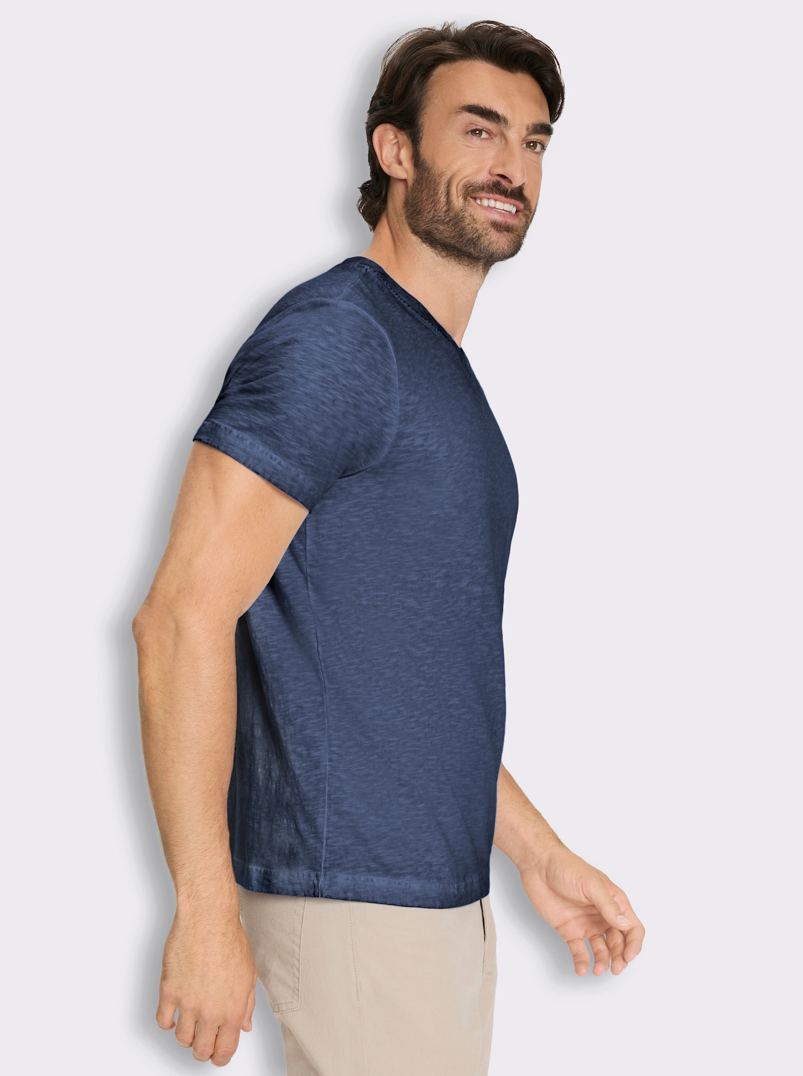 Kurzarmshirt aus reiner Baumwolle - marine