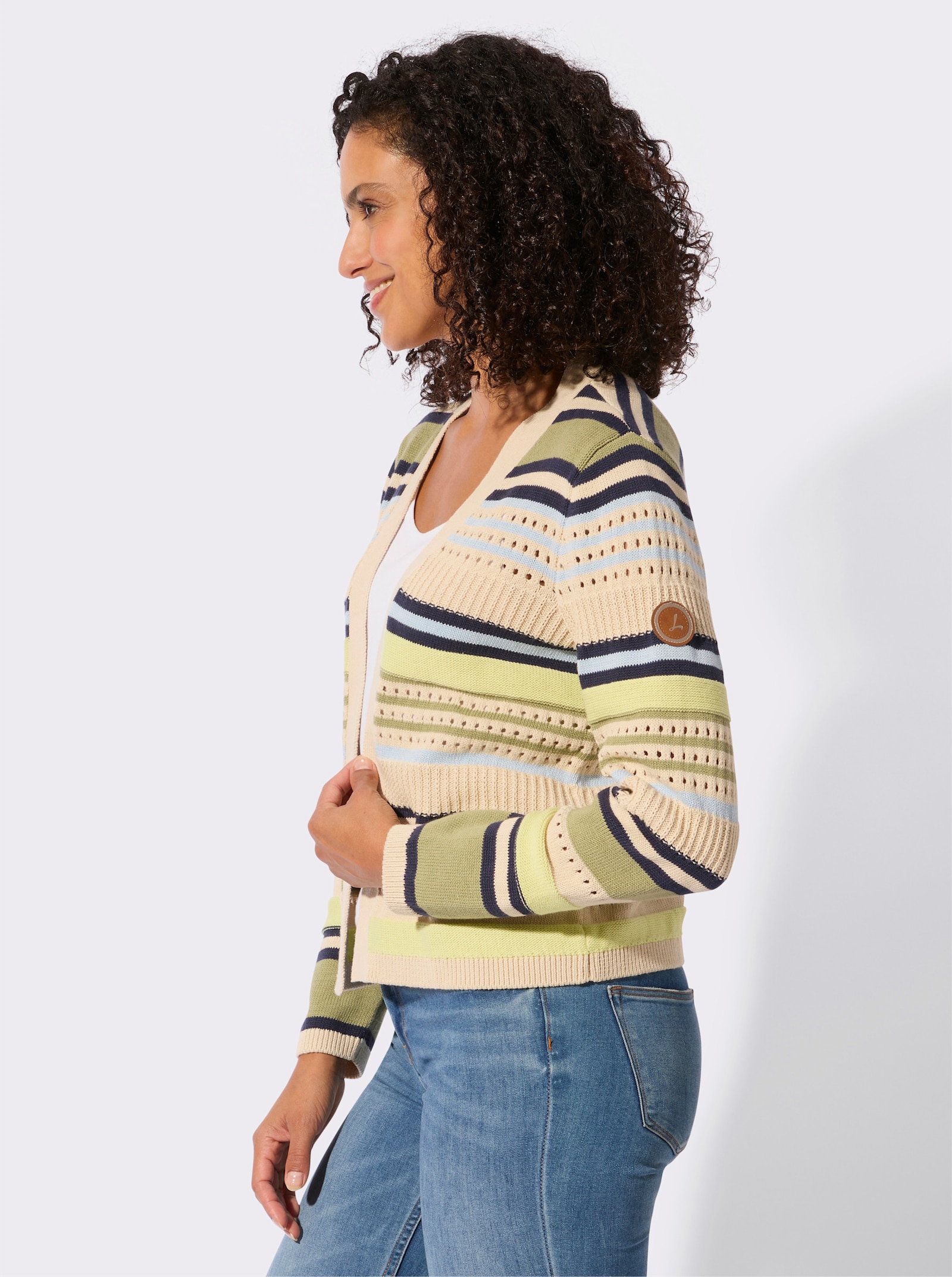 Strickjacke mit Mustermix - sand-schilf-gemustert