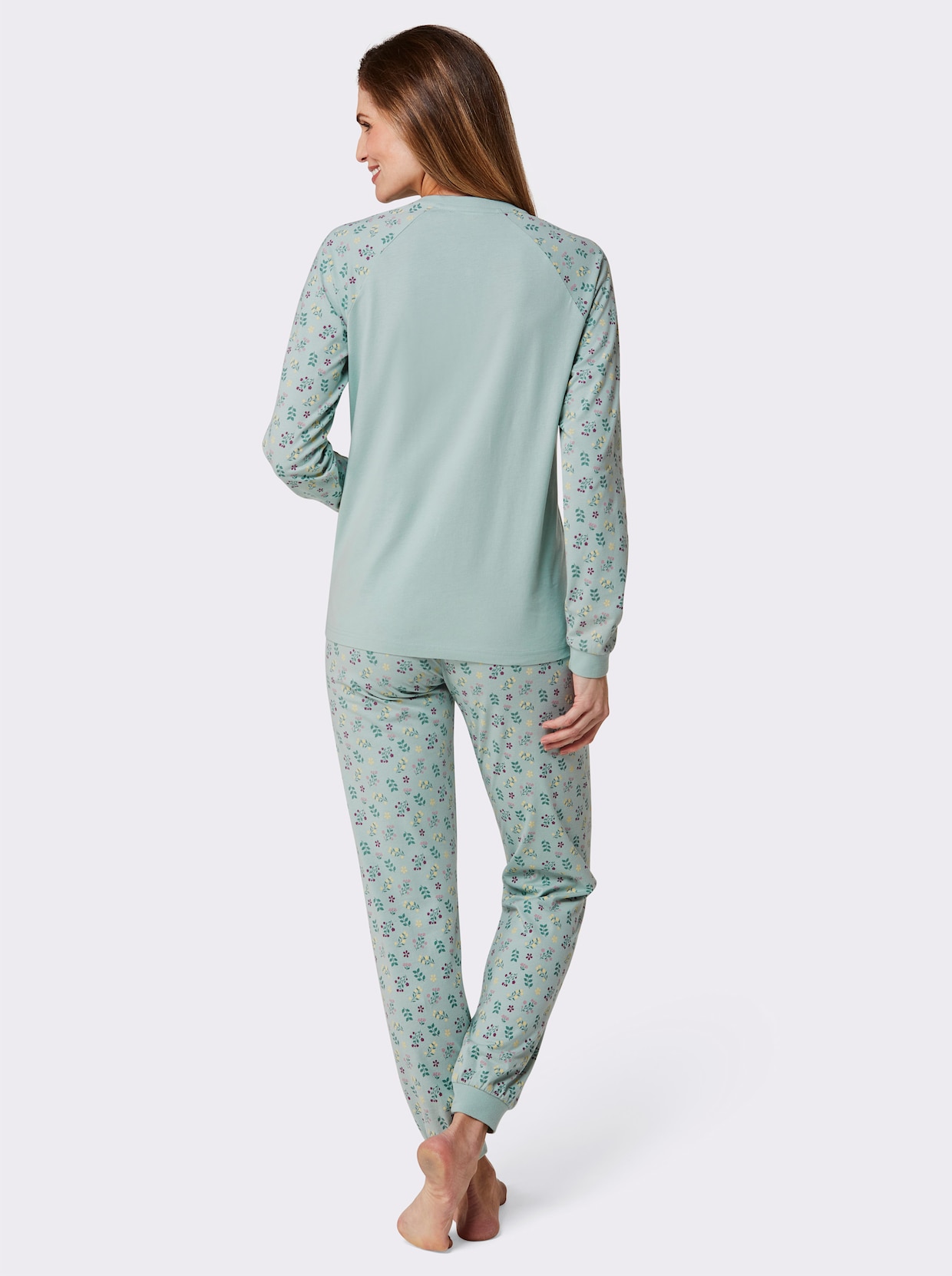 wäschepur Pyjamas - kalkmint-jade, med tryck