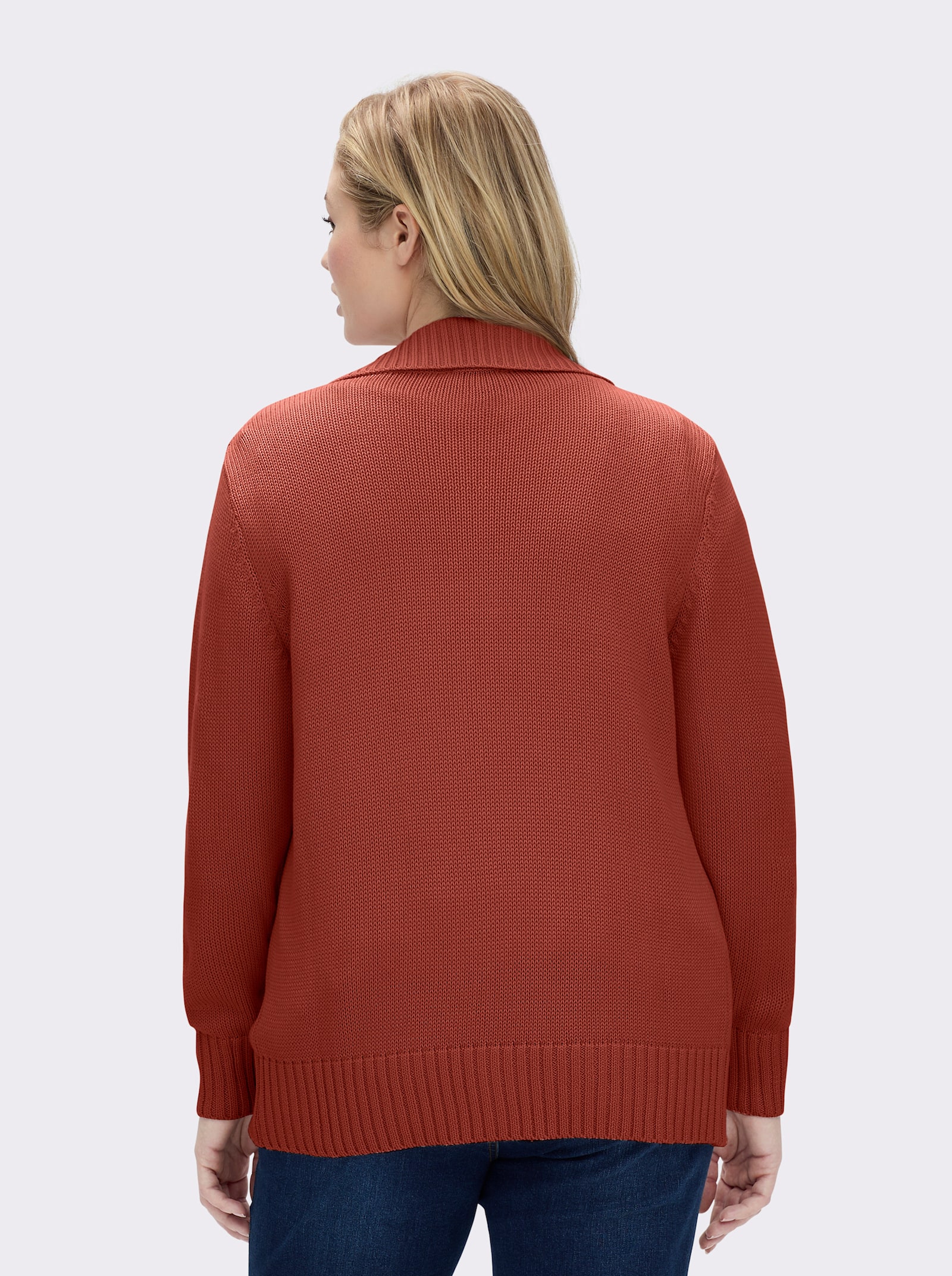 Strickjacke mit 2-Wege-Reißverschluss - rostrot