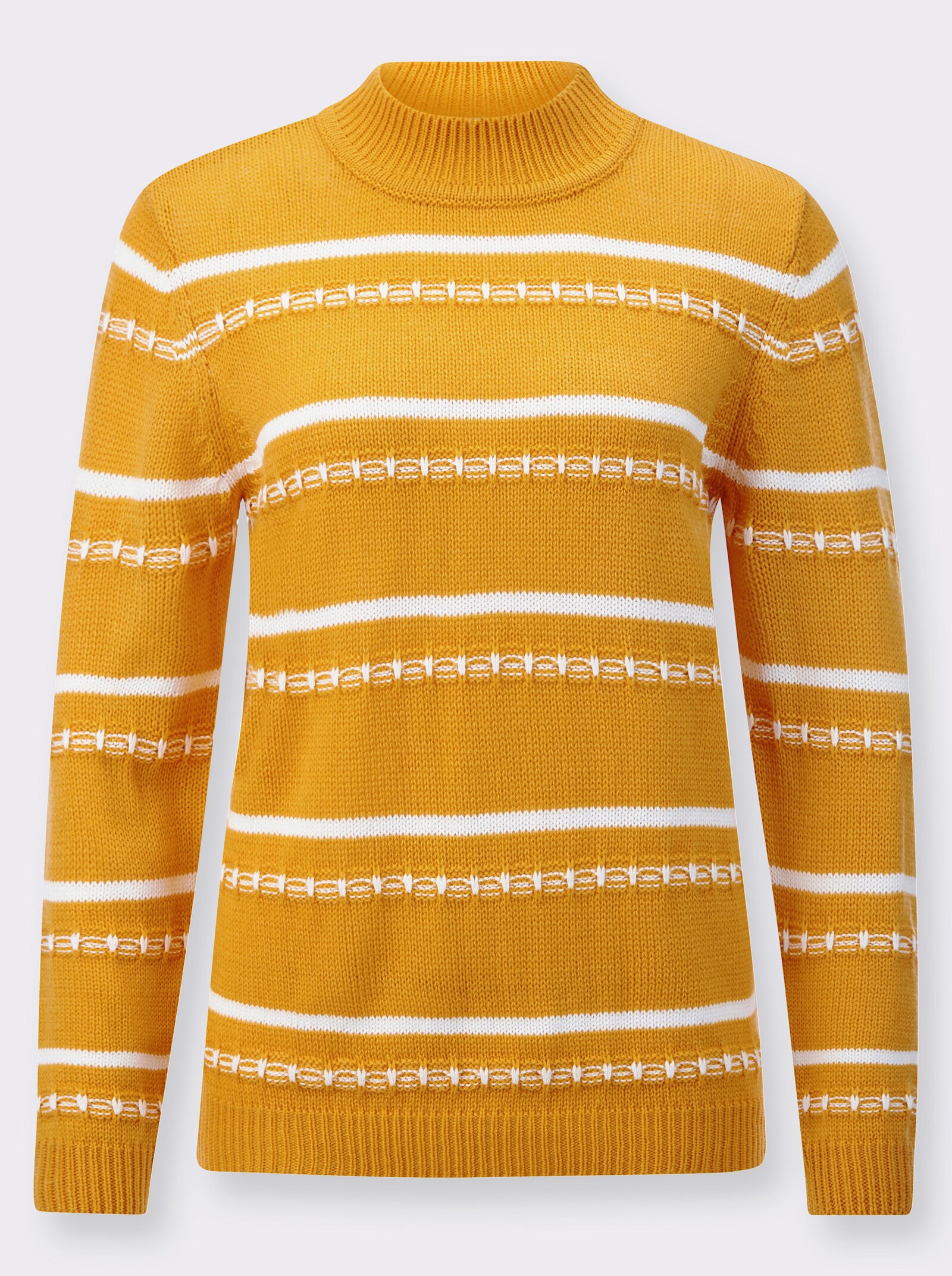 Pullover met opstaande kraag in blijvend mooie kwaliteit - oker/ecru gedessineerd