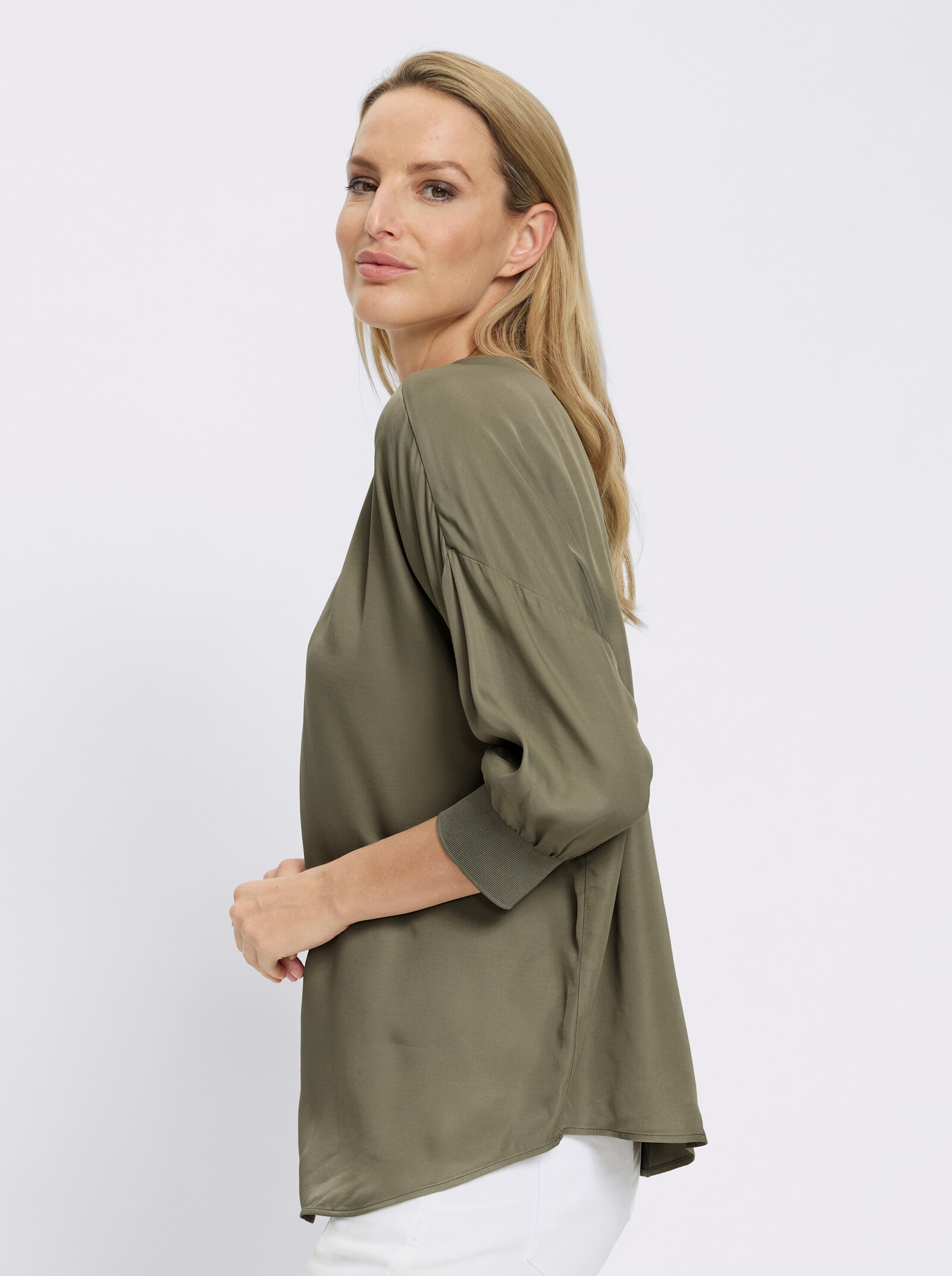 heine Satinbluse mit 3/4-Arm - khaki