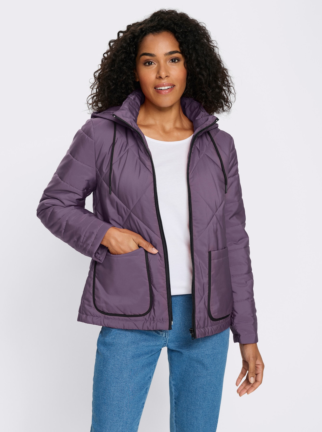 Steppjacke mit Kontrast-Details - feige-schwarz
