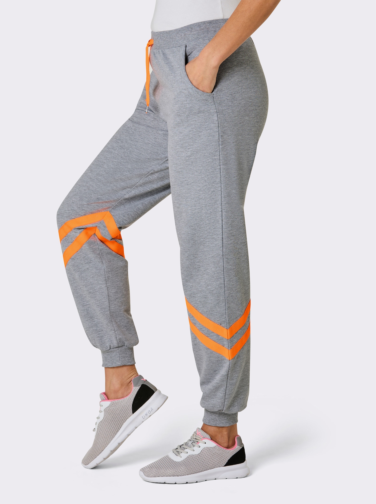 Catamaran Sports Vrijetijdsbroek met contraststreep - grijs gemêleerd