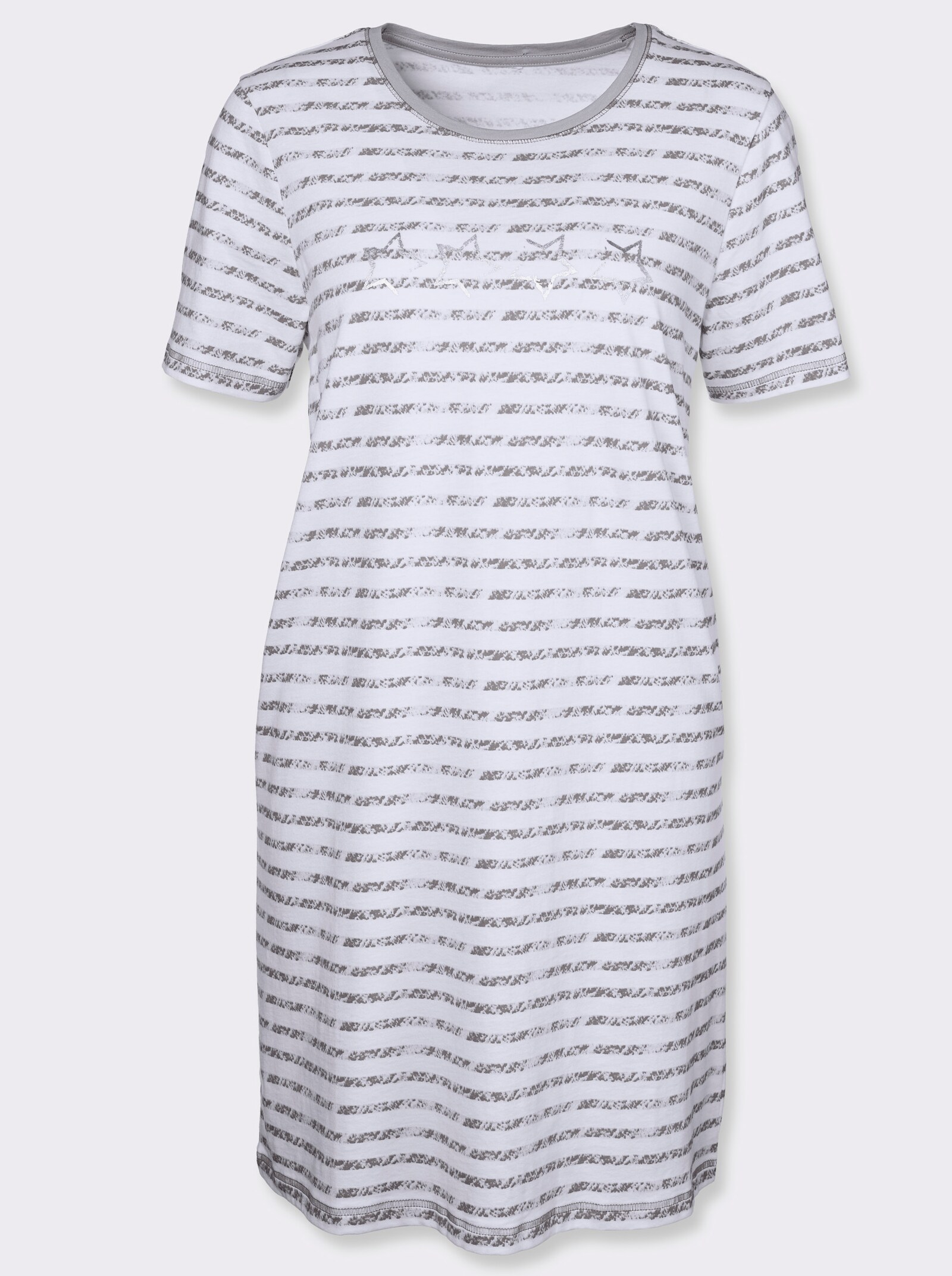 wäschepur Kortärmade nattlinnen - grå + grå, randig