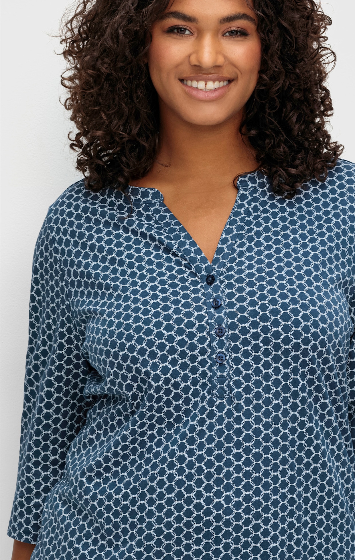 3/4-Arm-Shirt - dunkelblau-bedruckt