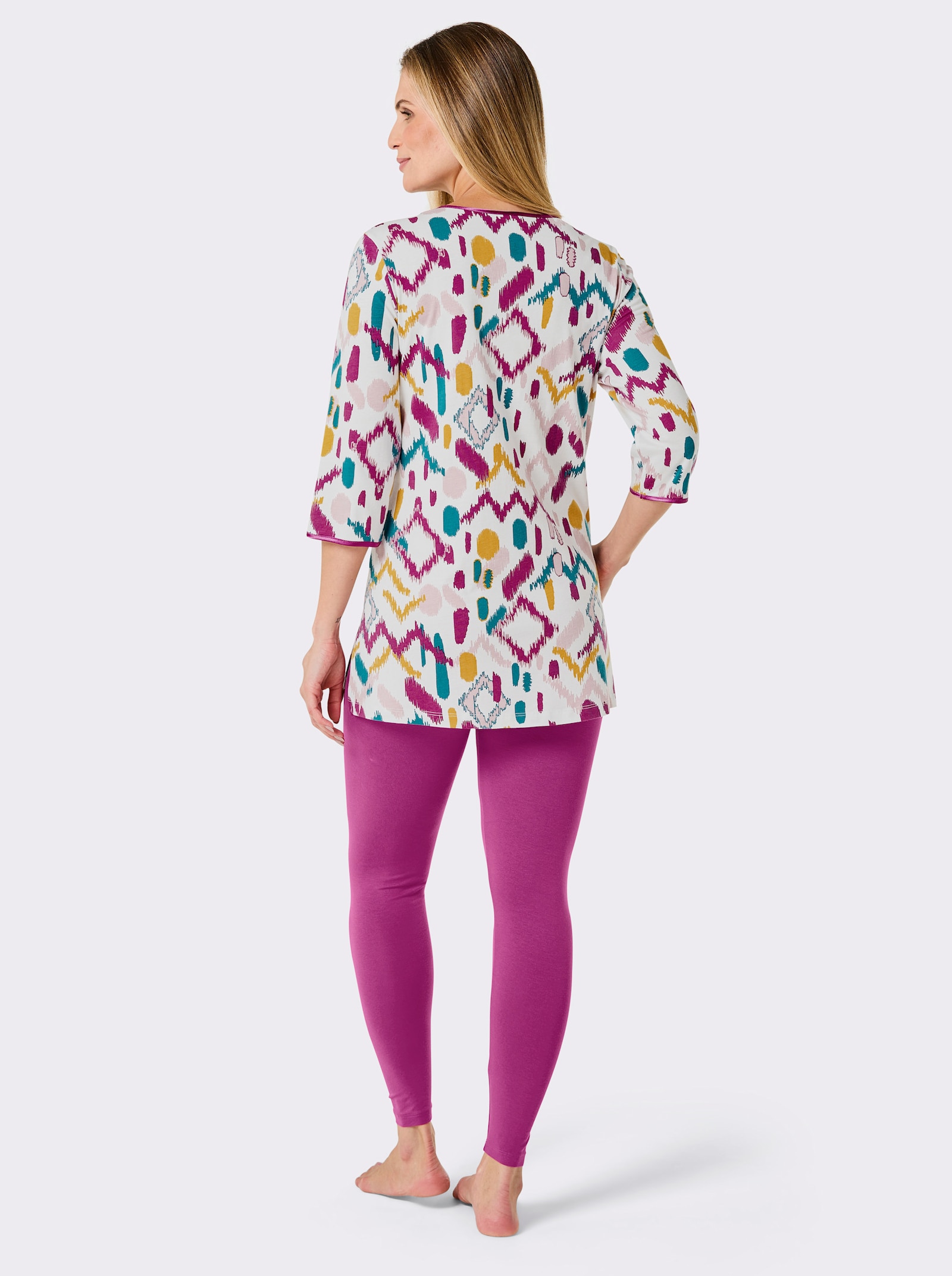 wäschepur Schlafanzug - ecru-magenta-bedruckt
