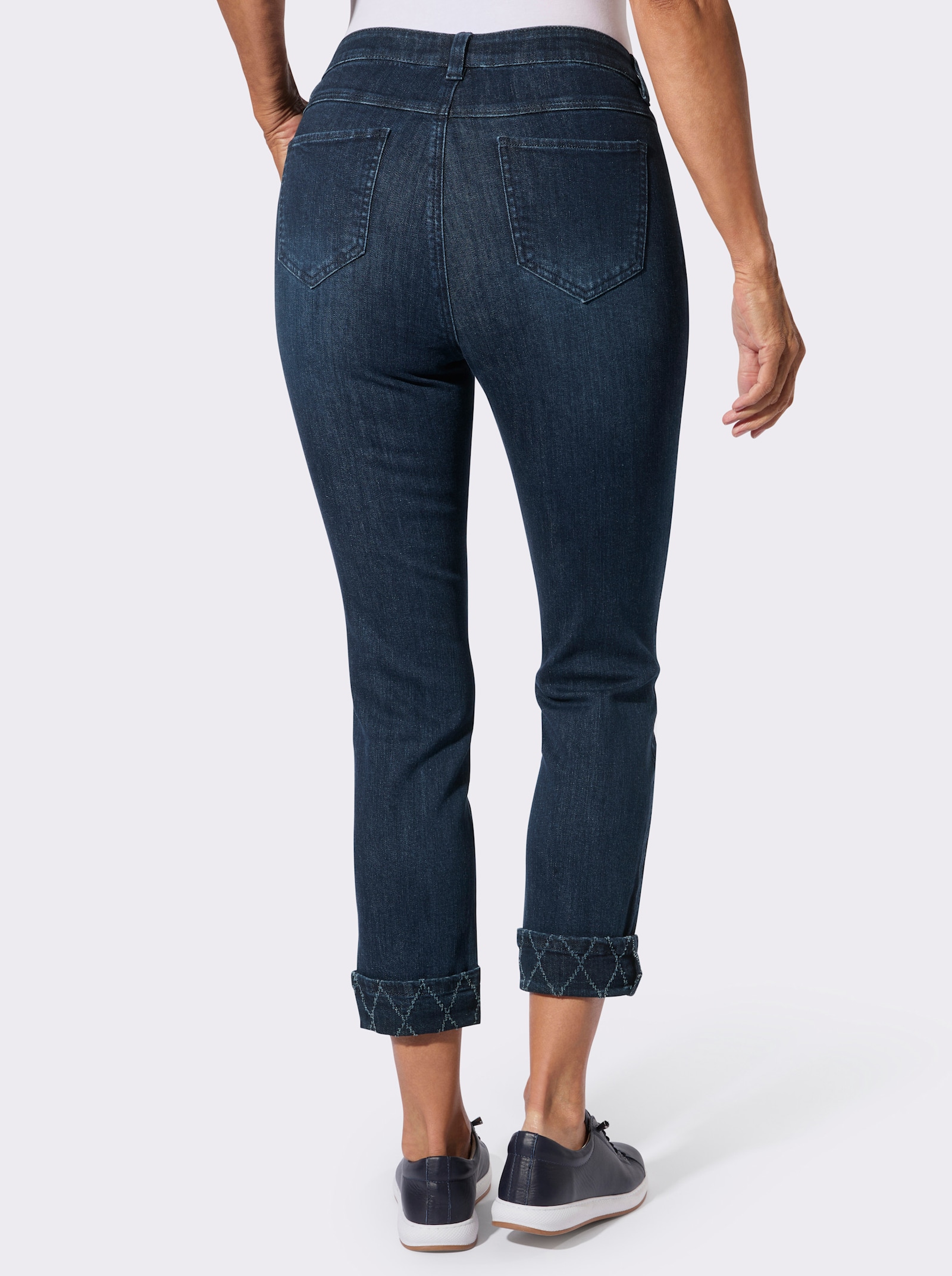 7/8-Jeans mit fixiertem Beinaufschlag - dark blue