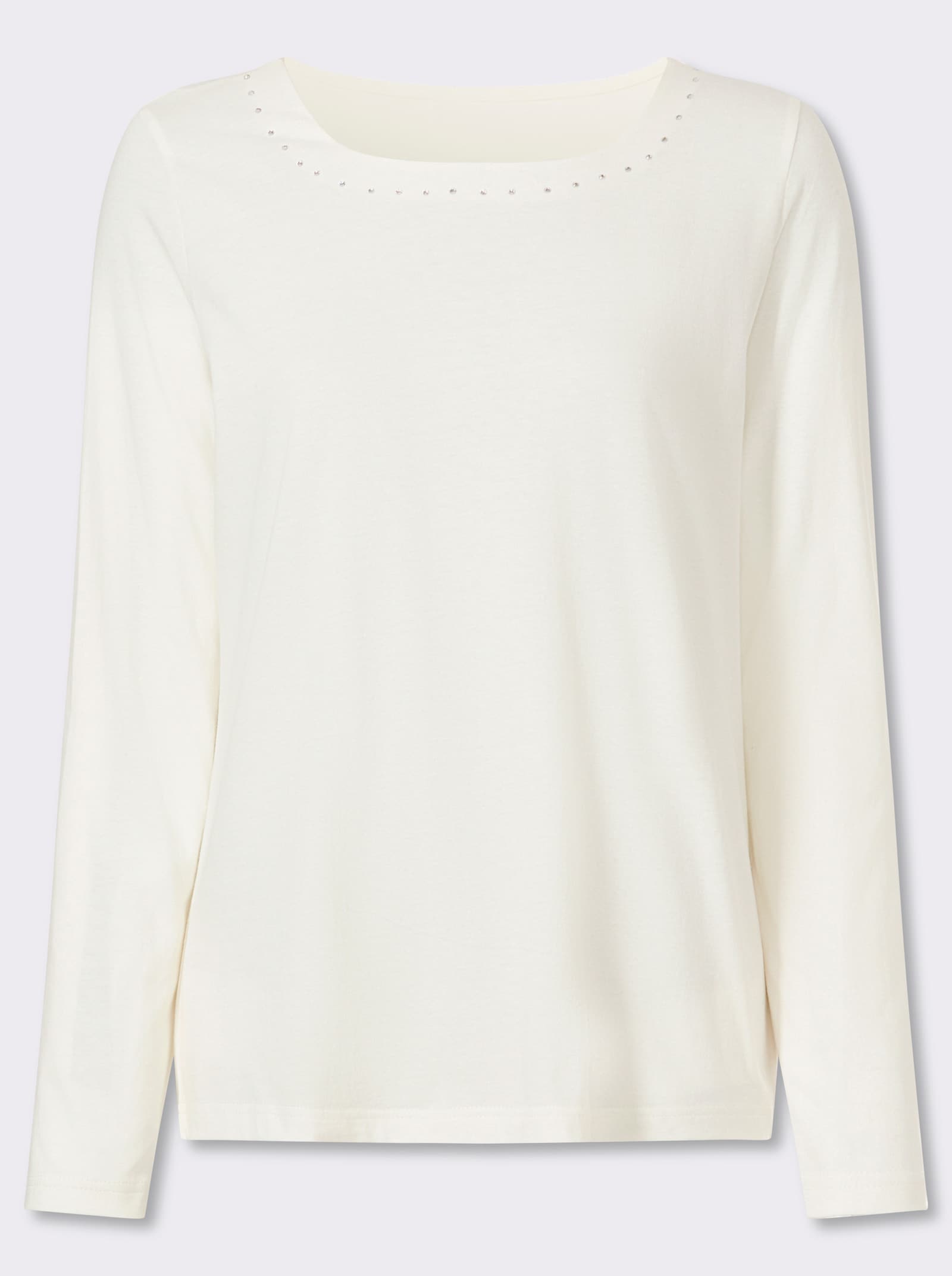 Langarmshirt mit Glitzersteinchen - ecru