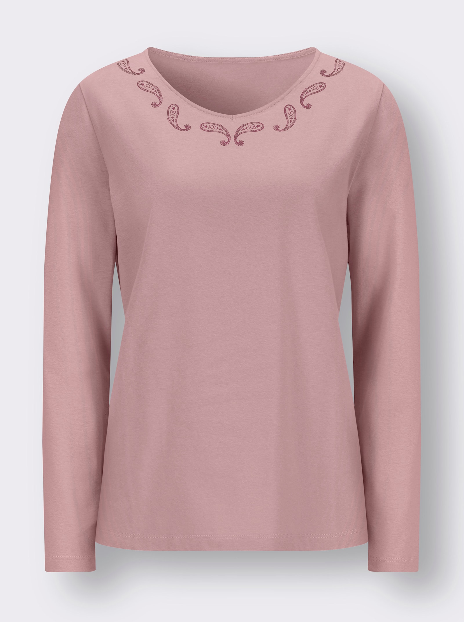 Langarmshirt mit Paisley-Druck - hortensie-bordeaux